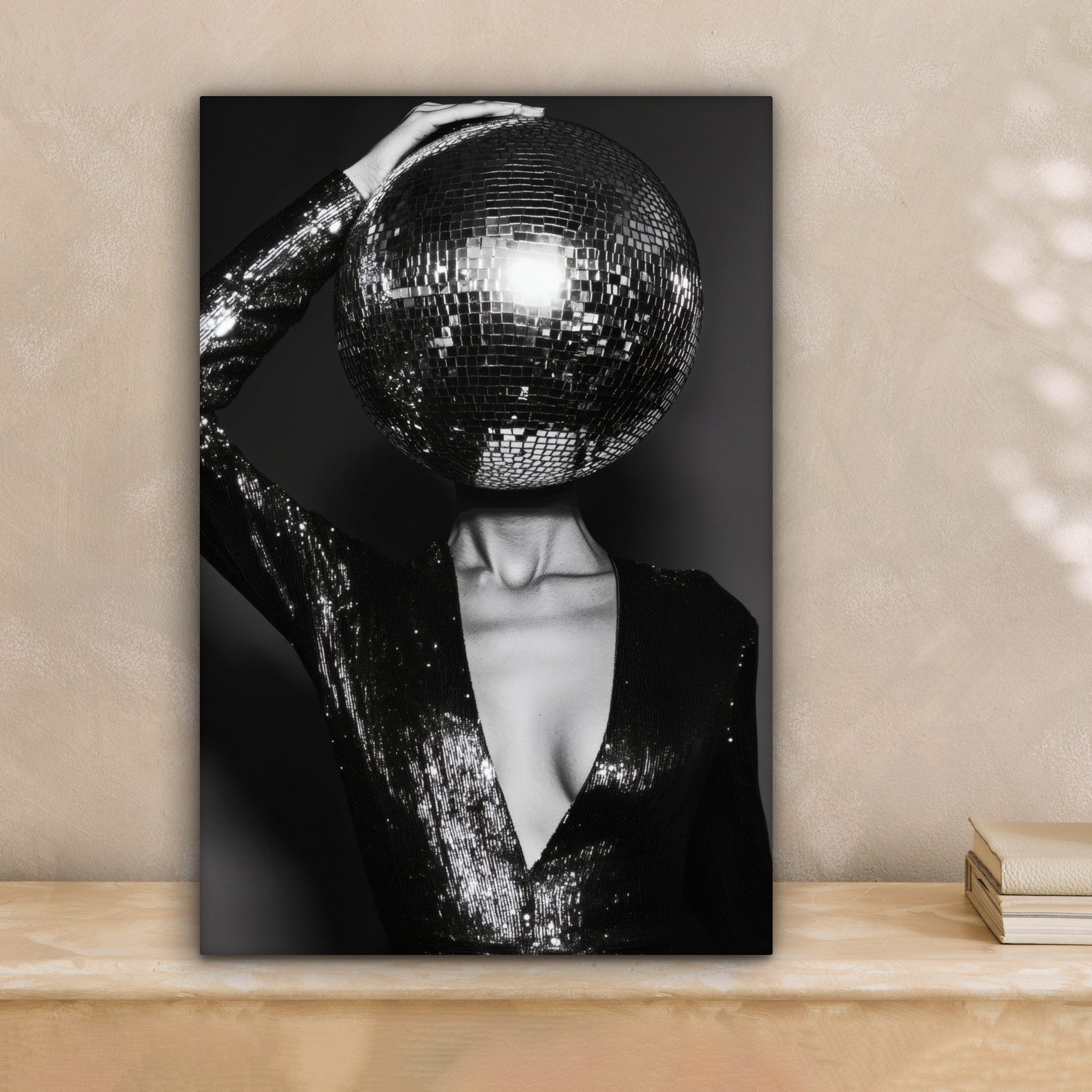 OneMillionCanvasses® Leinwandbild Discokugel - Gesicht - günstig online kaufen
