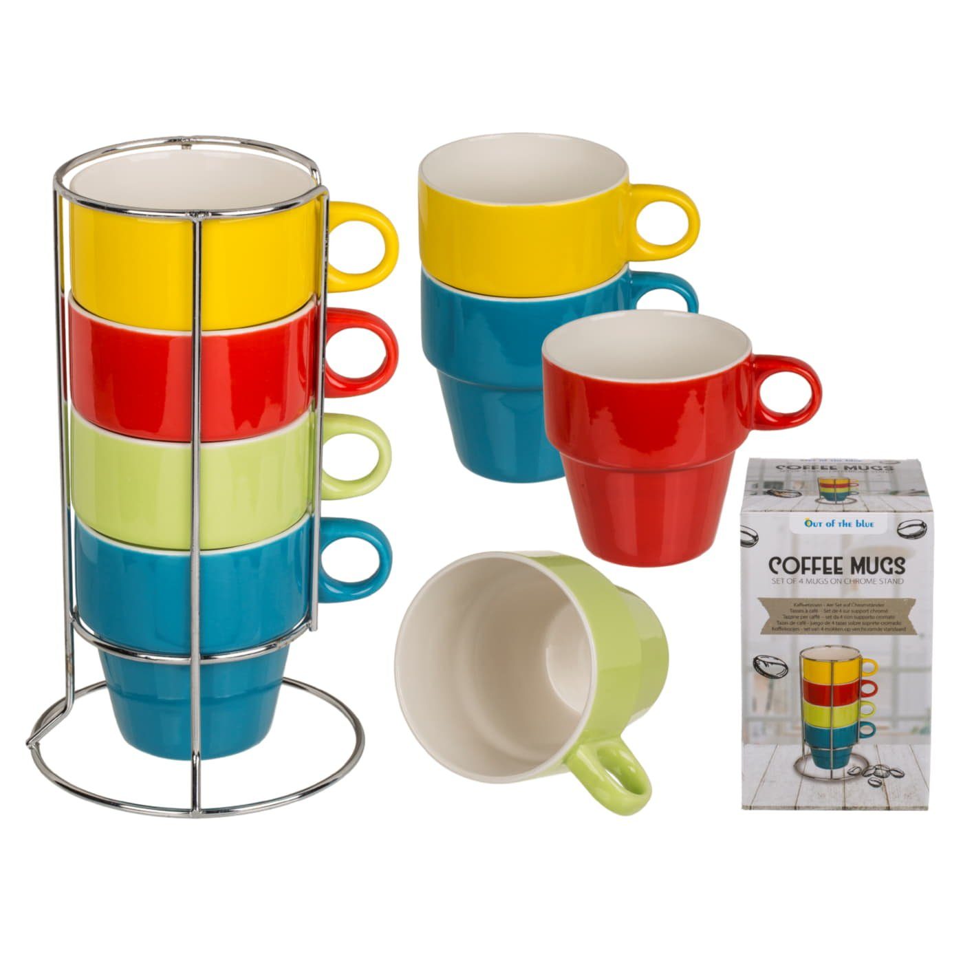 ReWu Becher Kaffeebecher Set 4er Bunt mit Ständer. € 16,95