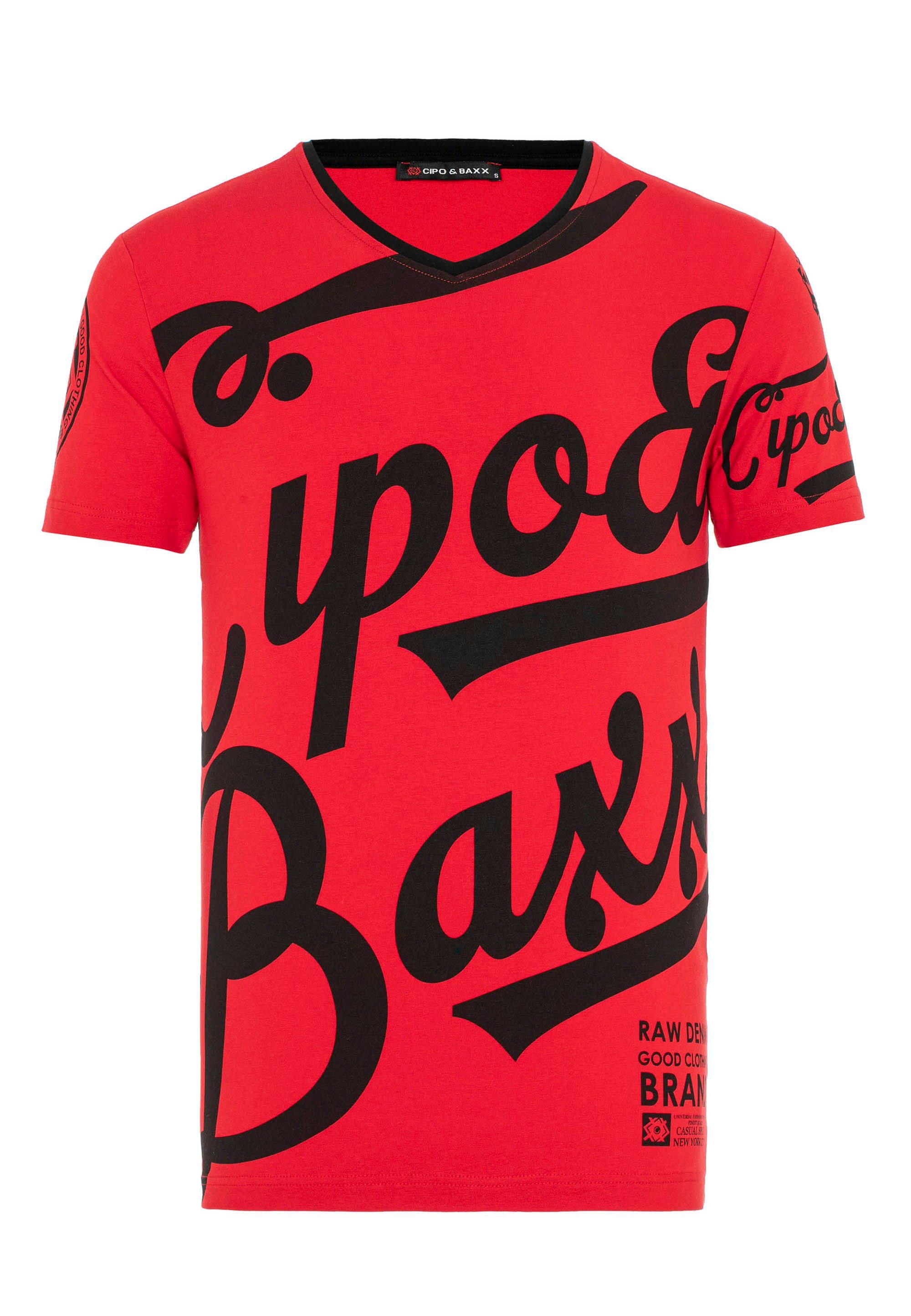 Cipo & Baxx T-Shirt rot CT635 Marken-Frontprint coolem mit