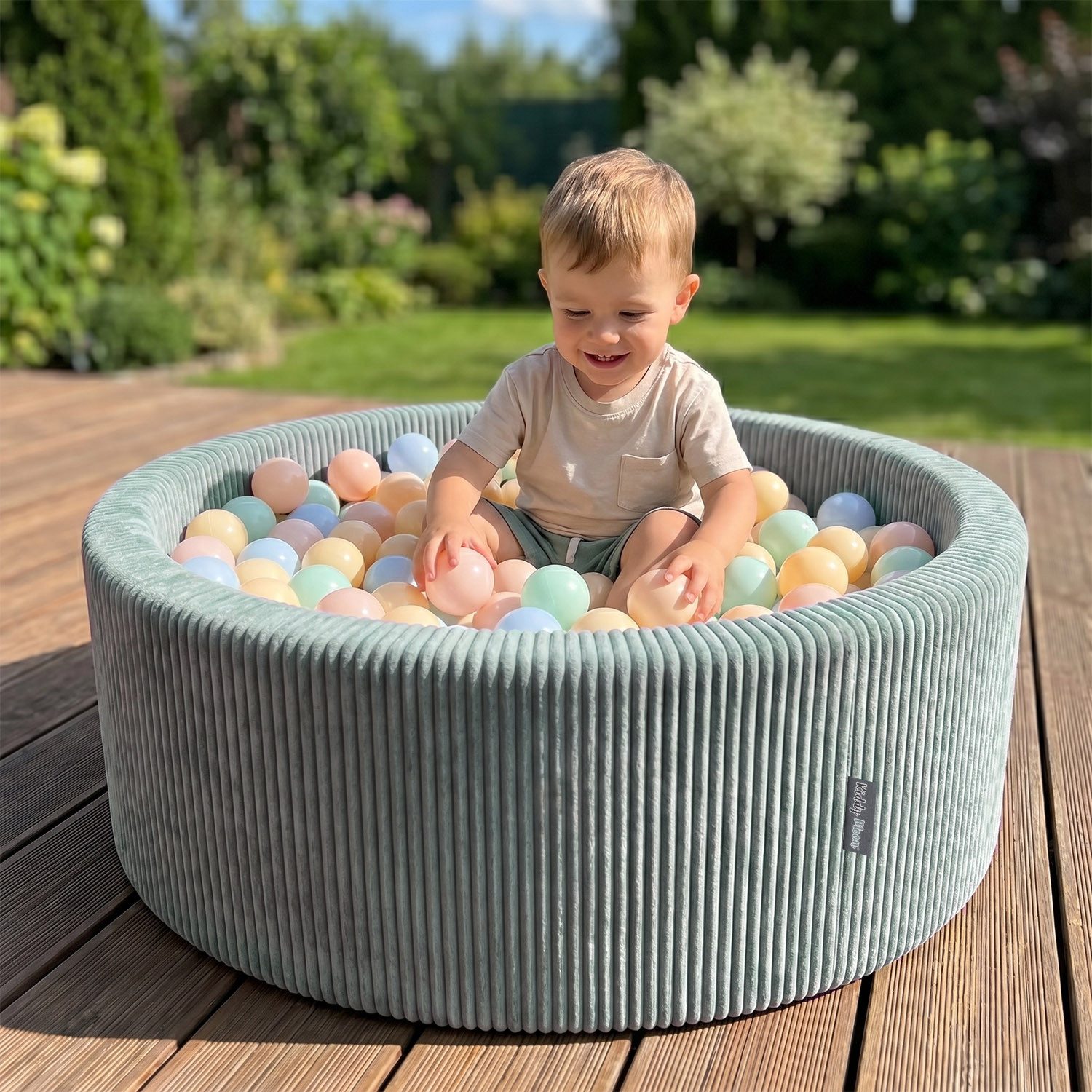 KiddyMoon Bällebad OK30AN, (Bällepool mit bunten Bällen, 200-tlg., Bällepool mit bunten Bällen, 200-tlg., Strukturierter Rippbezug), Made in Europe