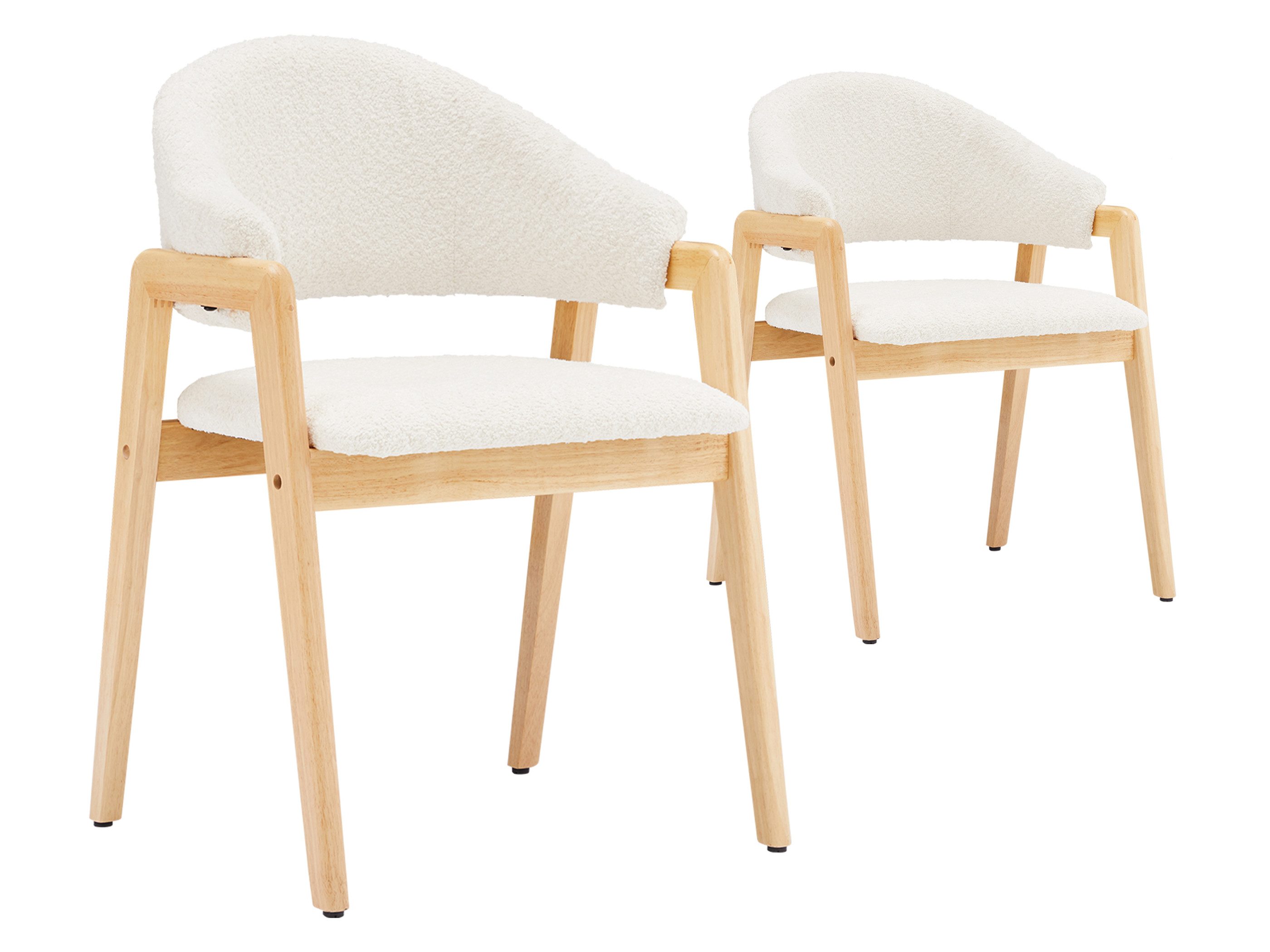 SeedWave Esszimmerstuhl 2er Set Küchenstuhl mit Sherpa-Fleece Bezug, Gepolstersitz & Holzfüße, Gepolstersitz, rutschfeste Fußpads