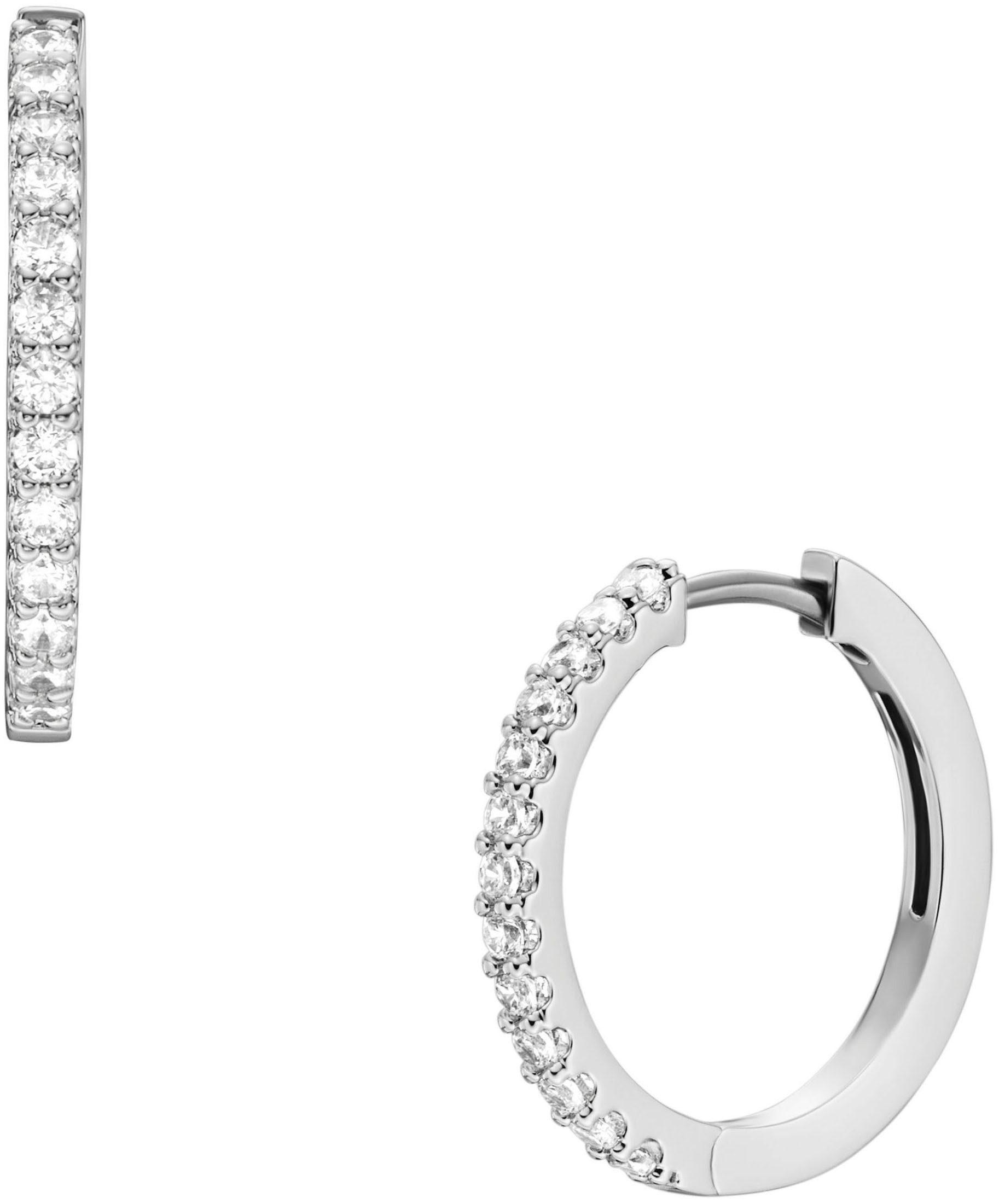 Fossil Paar Creolen Schmuck Geschenk Metall Ohrringe ALL STACKED UP, mit Glasstein