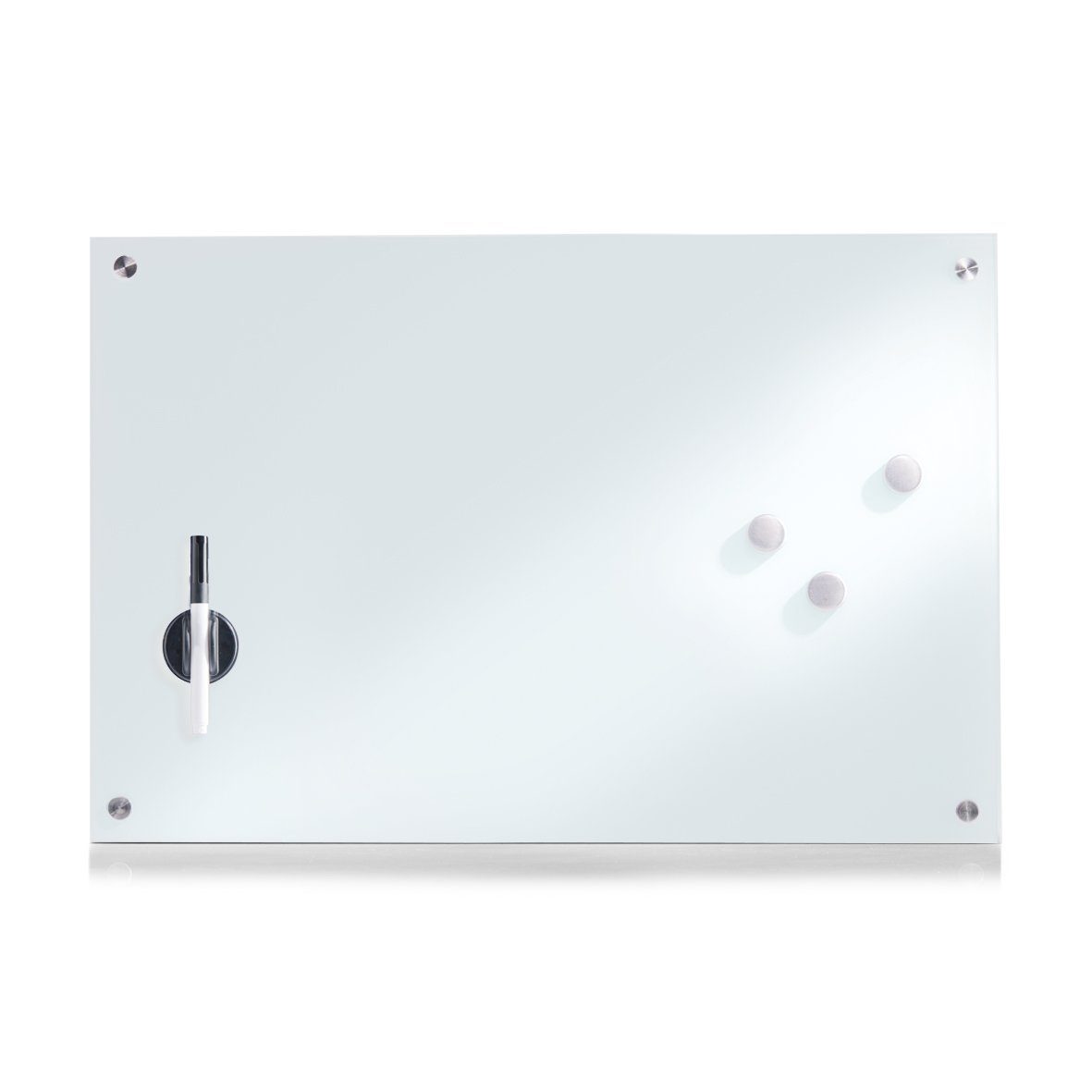 Zeller Present Glas Memoboard, Sicherheitsglas/Edelstahl/ABS/PP, weiß, 60 x 40 cm