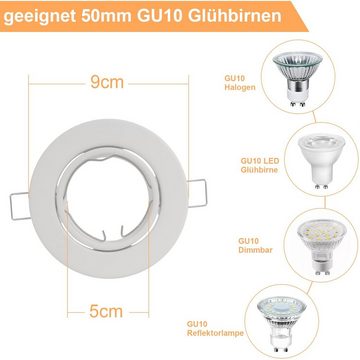 Nettlife Einbaurahmen 6ER Einbaurahmen GU10 Lampen Leuchtemittel 6 Set, Zubehör für Schwenkbar 30°/Fassungen 230V