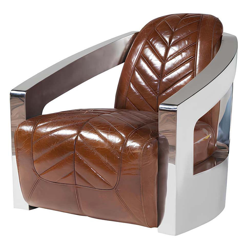 Xlmoebel Loungesessel Vintage Retro Sessel aus Leder im Lounge Club Design (1-St., Sessel), Hergestellt in Europa