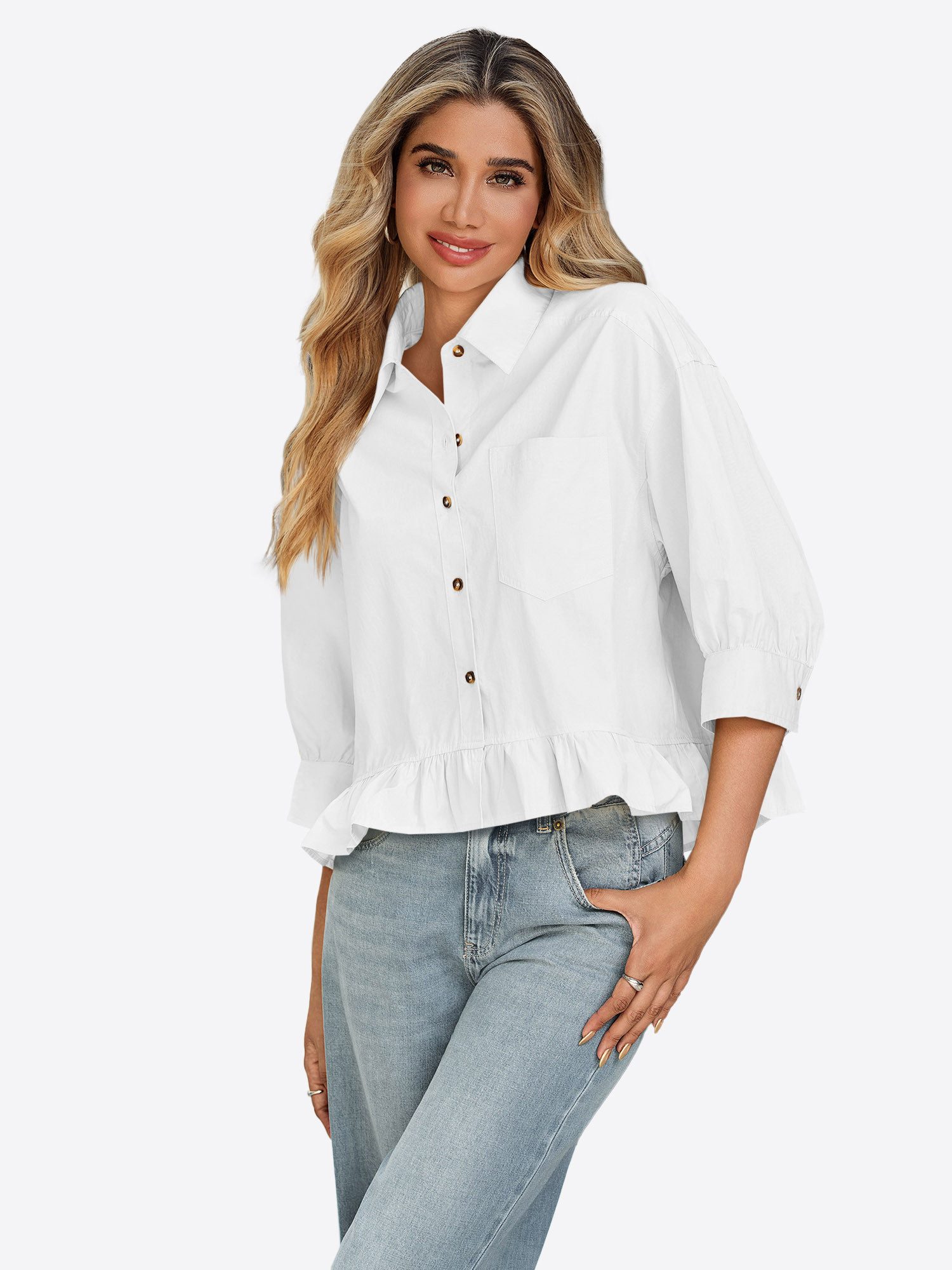 Imily Bela Hemdbluse Damen Kurzes Shirt mit Knöpfen (Packung, 1-tlg., 1per- günstig online kaufen