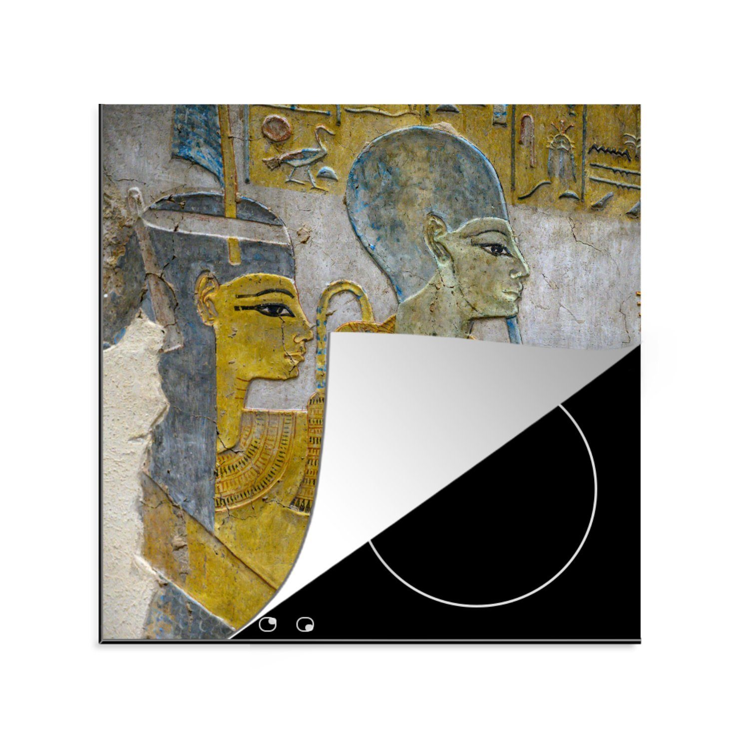 - Wand (1 für tlg), - Herdblende-/Abdeckplatte 78x78 Gemälde, Arbeitsplatte MuchoWow Vinyl, cm, Ceranfeldabdeckung, küche Ägypten