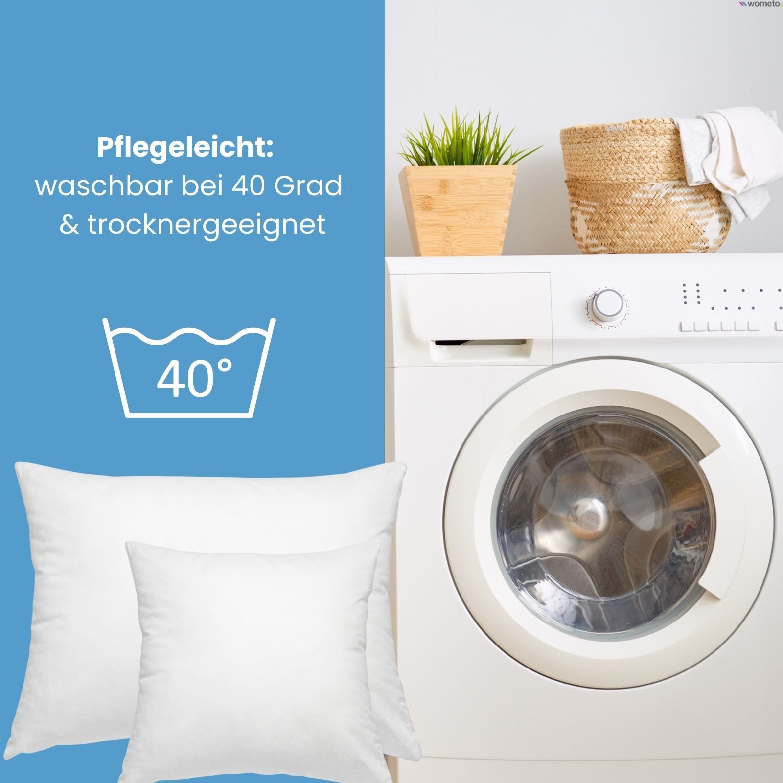 wometo Federkissen 4er Pack, 40x40 cm, Füllung: Federn, Bezug: Baumwolle, 4er Set, OEKO-TEX®, Kissenfüllung Bezug Baumwolle & 100% Federn – Bild 5 von 5