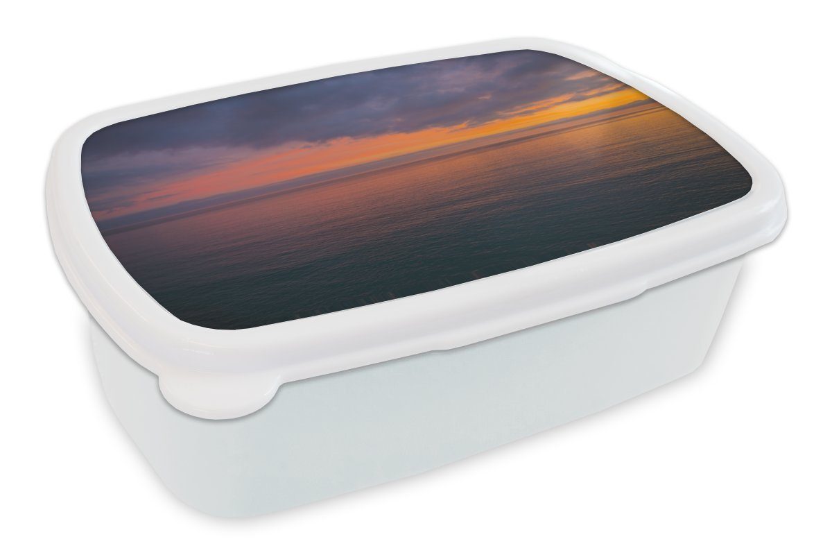 MuchoWow Lunchbox Sonnenaufgang über dem Mittelmeer, Kunststoff, (2-tlg), Brotbox für Kinder und Erwachsene, Brotdose, für Jungs und Mädchen weiß