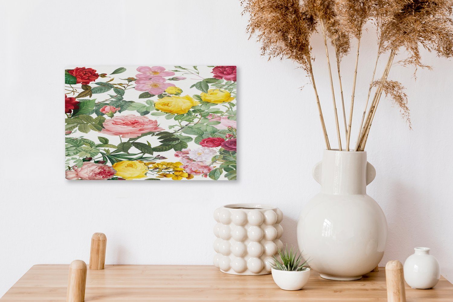 - (1 Wanddeko, OneMillionCanvasses® St), - Blumen Wandbild cm Rosa - Aufhängefertig, Leinwandbilder, Weiß, Leinwandbild 30x20 Gelb