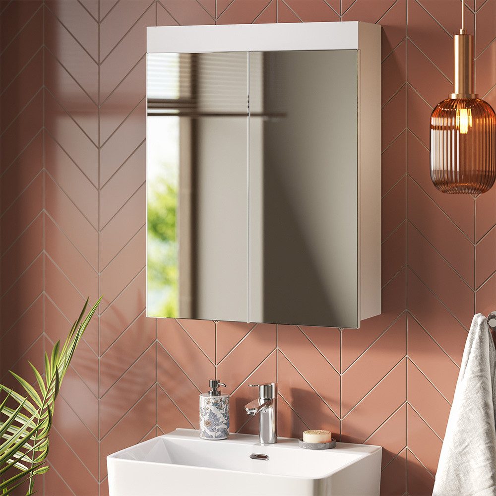 Vicco Badezimmerspiegelschrank Luna, Weiß, 60 x 77 cm (1-St)