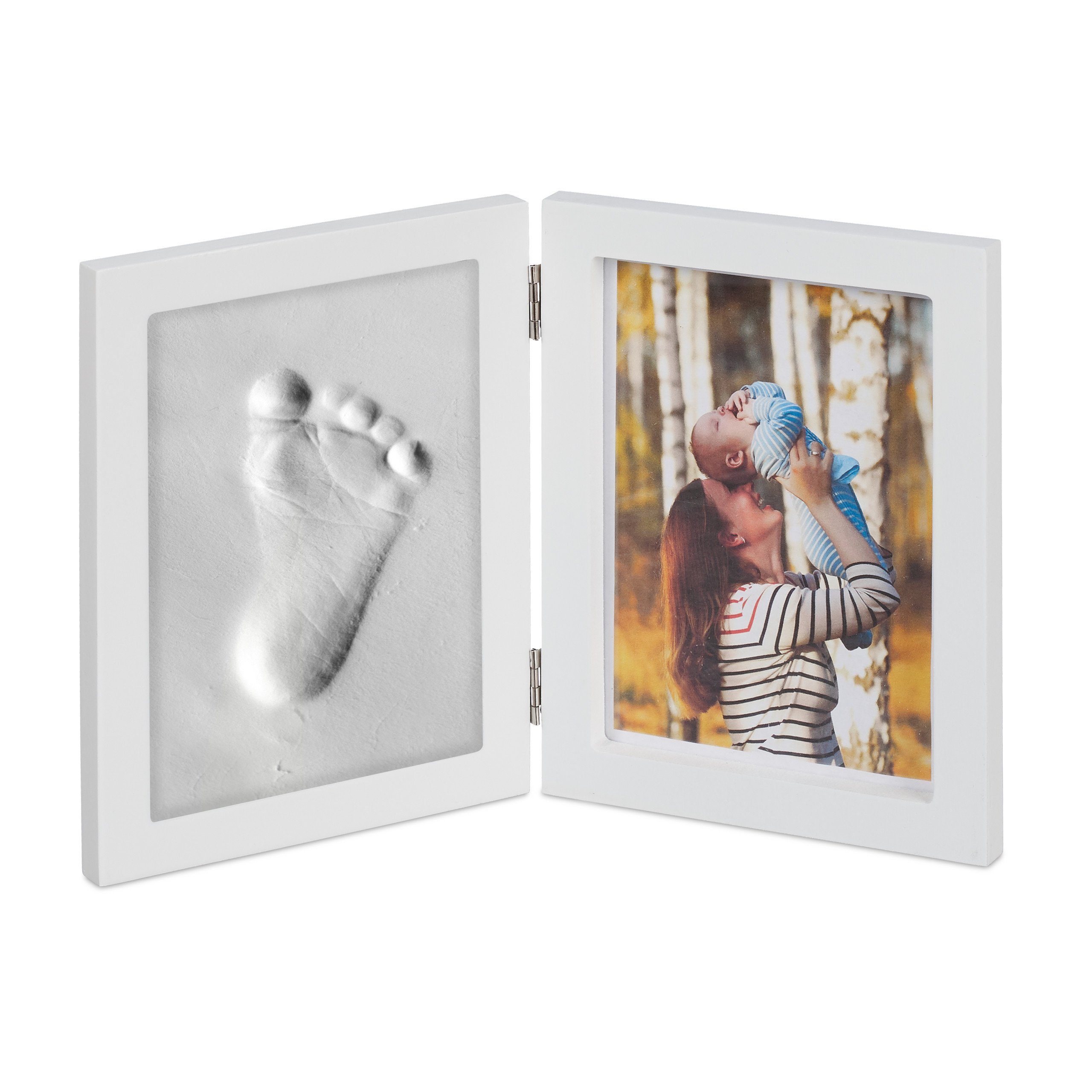 relaxdays Collagerahmen Babybilderrahmen mit Gipsabdruck