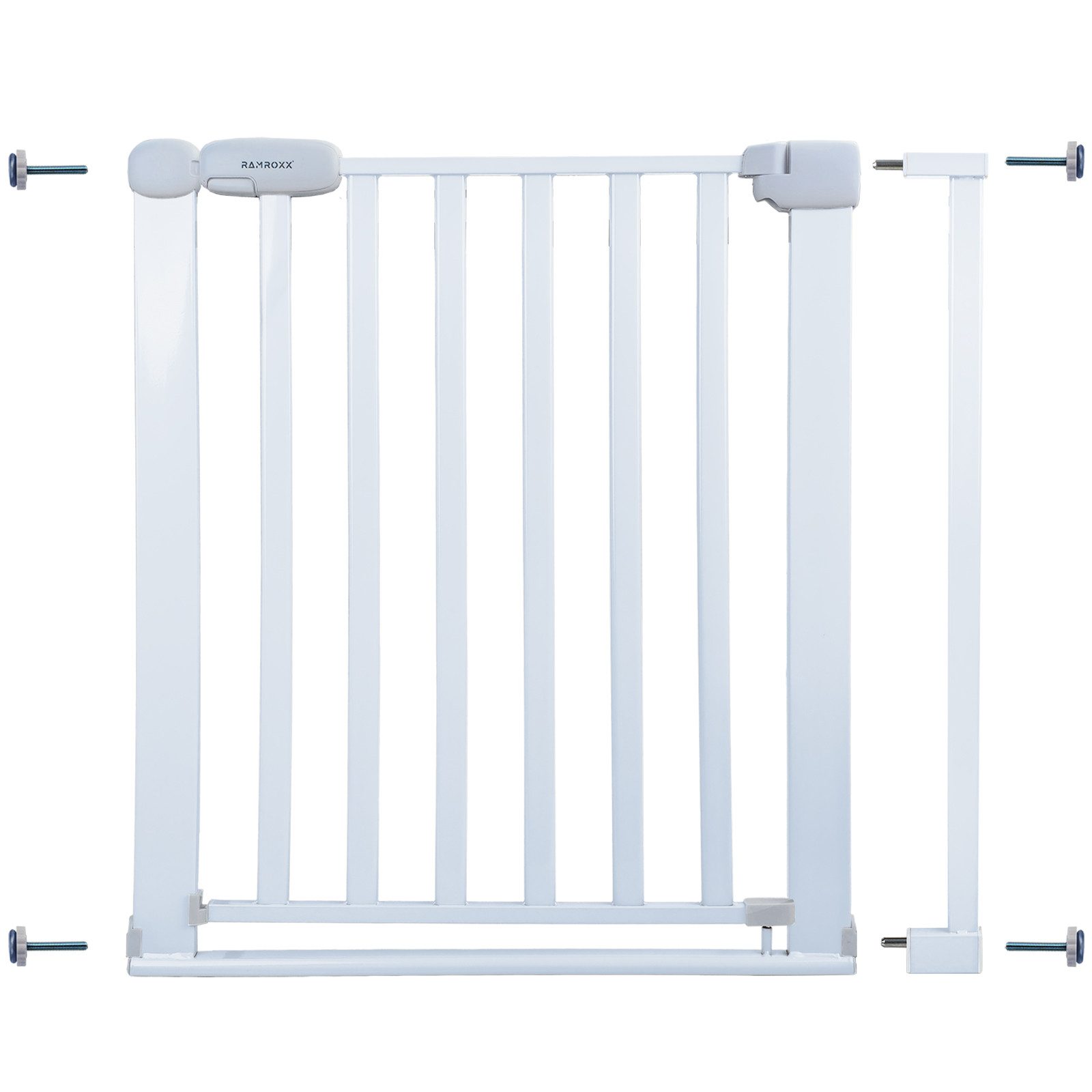RAMROXX Treppenschutzgitter 82-92cm Türgitter Weiß RAMROXX Kindersicherung 77cm Hoch – Bild 2 von 5