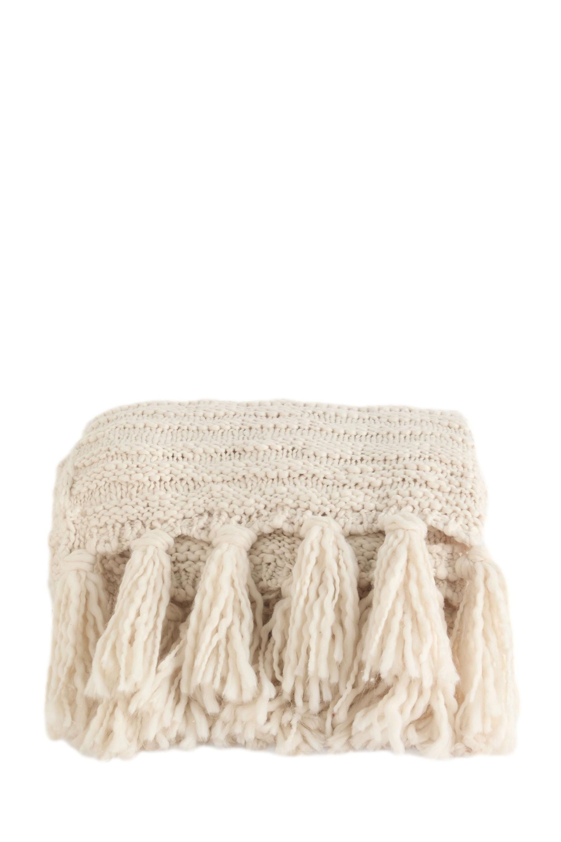Überwurf Strickdecke mit Fransen