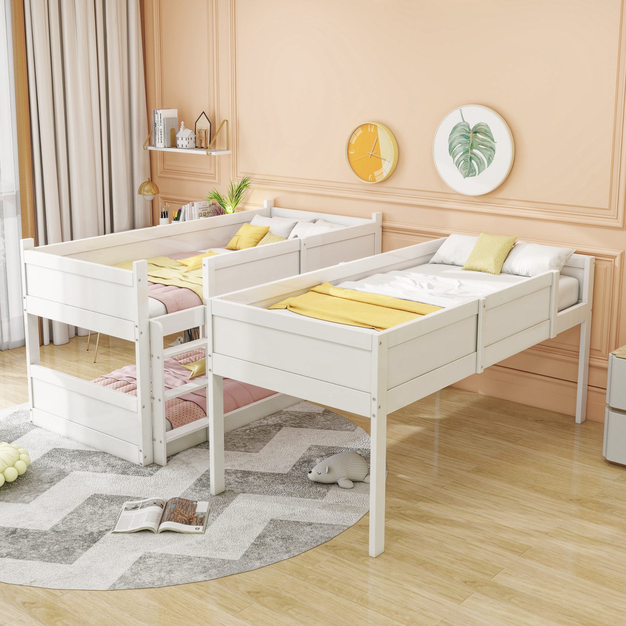 Flieks Etagenbett, umwandelbares Kinderbett Dreierbett 90x200cm günstig online kaufen