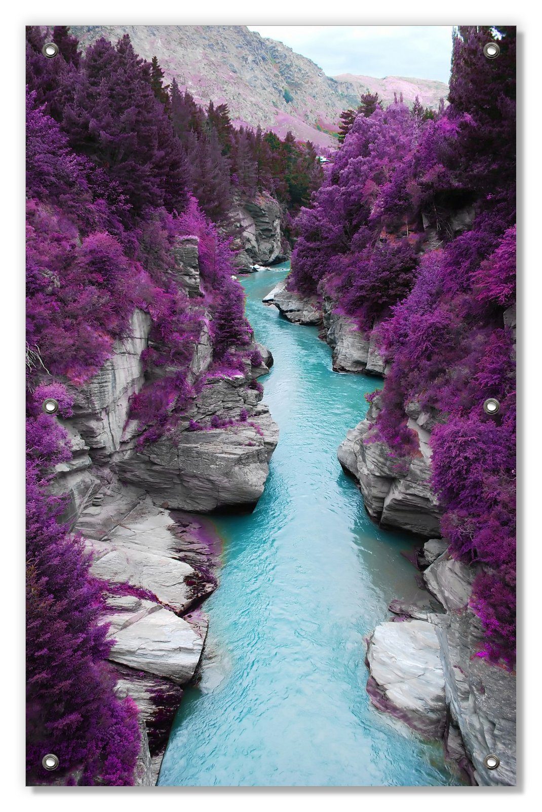 Sonnenschutz Fluss in lilafarbener und blickdicht, mit wiederablösbar wiederverwendbar Wallario, Schlucht, Saugnäpfen