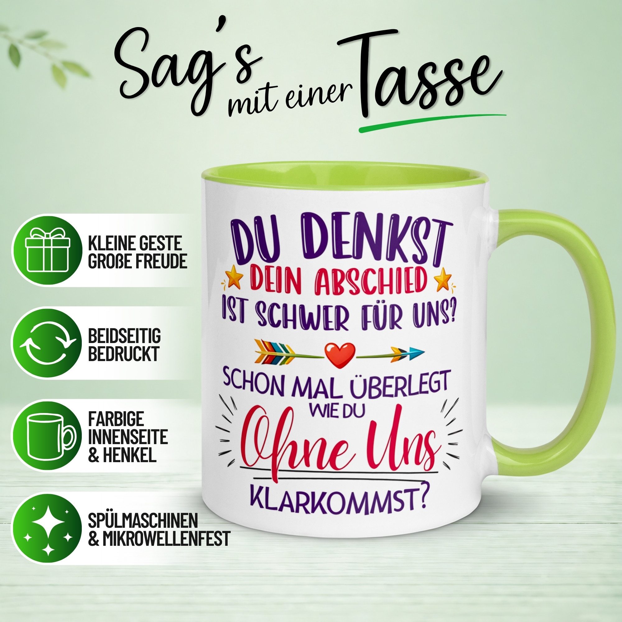 Momentals Tasse Abschiedsgeschenk Kollegin – „Du denkst DEIN Abschied ist schwer“, Gratis Versand · Links-&Rechtshänder · Spülmaschinenfest – Bild 2 von 5