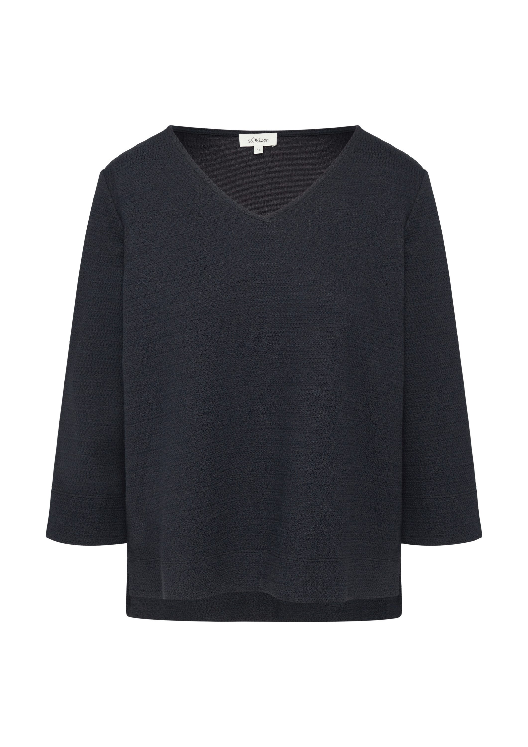 s.Oliver 3/4 Arm-Pullover Sweatshirt Strukturiertes Sweatshirt aus Baumwoll günstig online kaufen