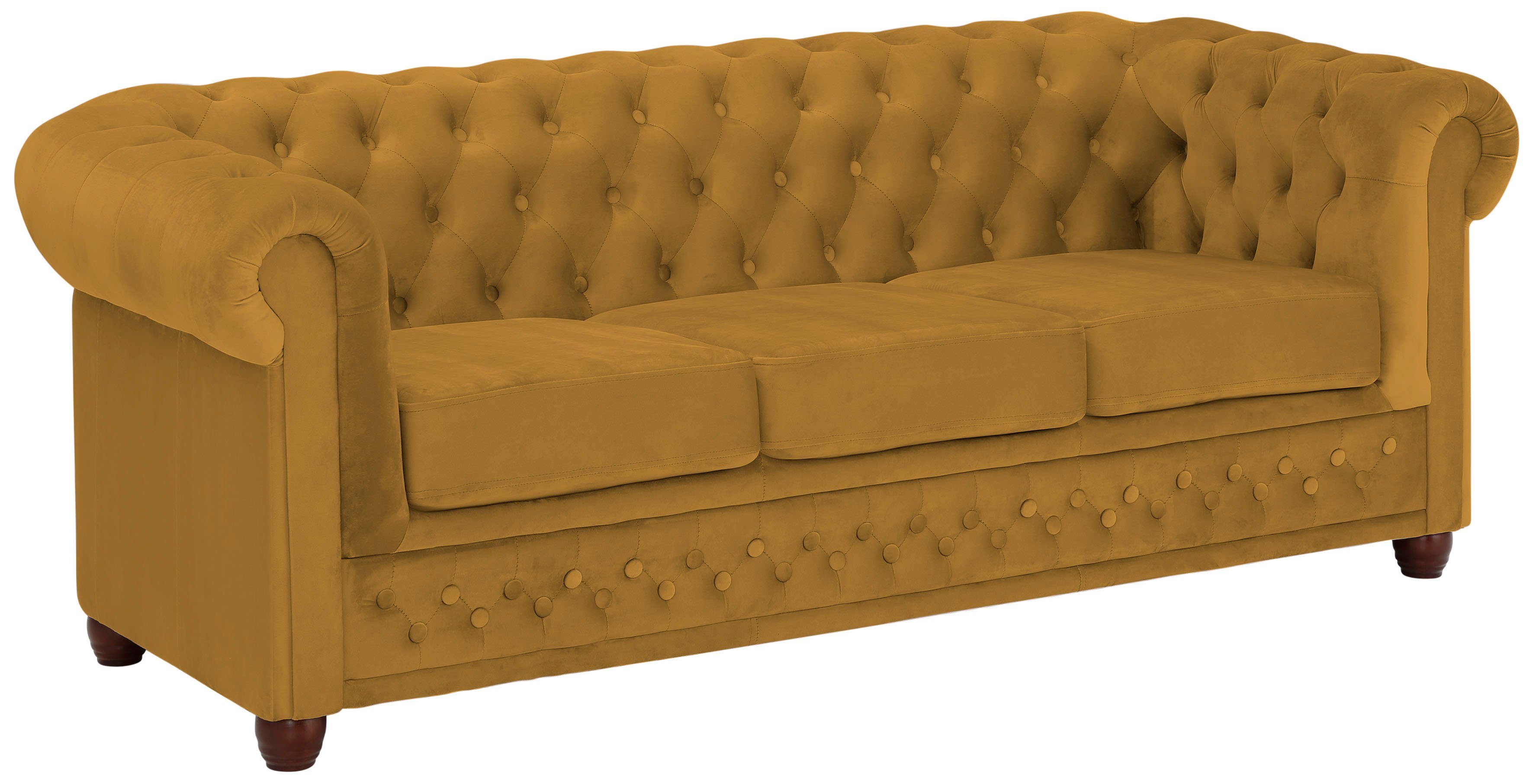 Home affaire Chesterfield-Sofa New Castle, mit hochwertiger Knopfheftung in Chesterfield-Design, B/T/H: 203/86/72