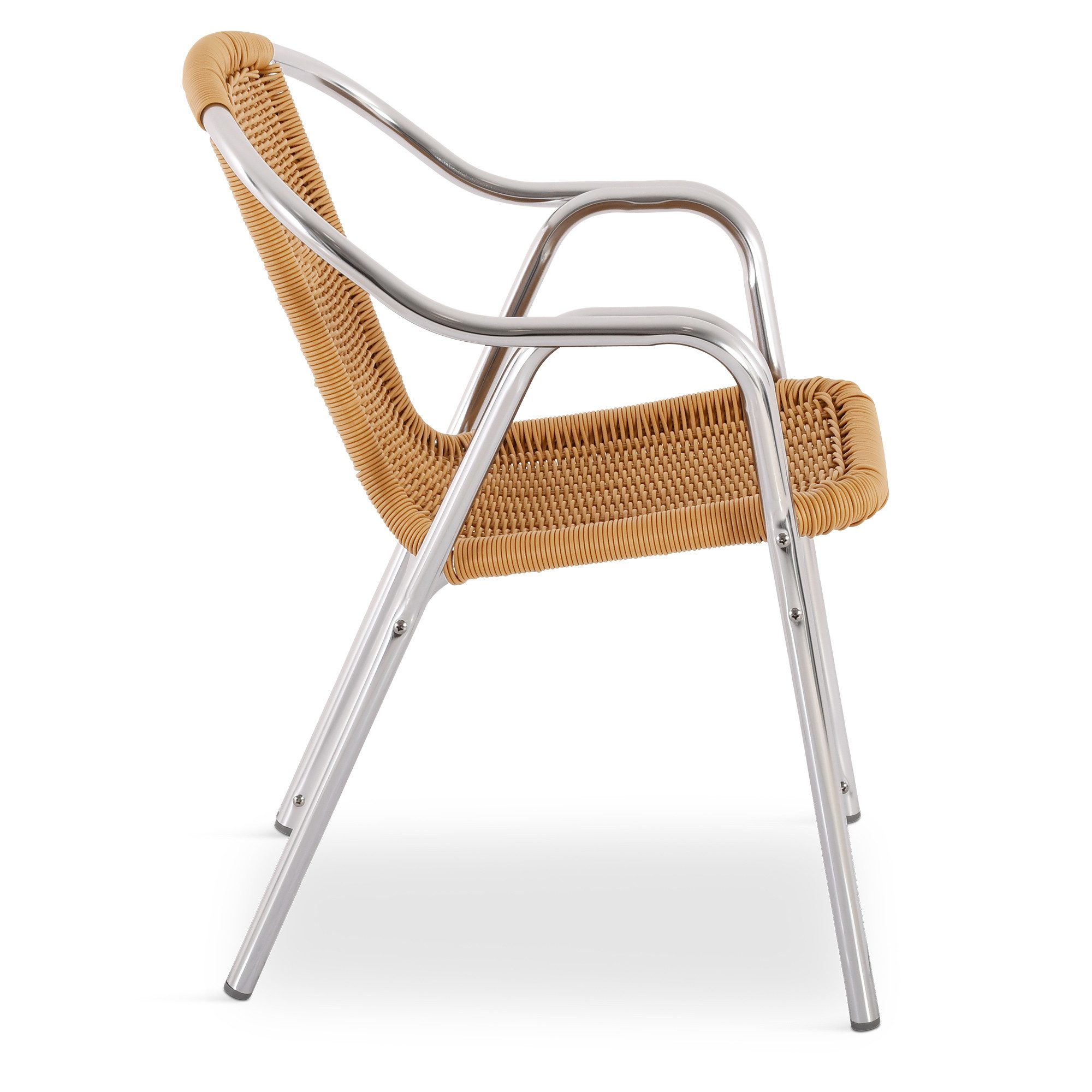 Raburg Bistrostuhl Outdoor-Stapelstuhl mit Armlehnen, Polyrattan, Alugestell, Vita (Set, 10 St), hochwertiges Doppelrohr-Aluminium-Gestell, bis 150 kg