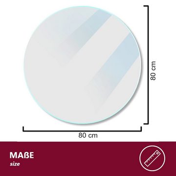 HOOZ Tischplatte aus Glas Ø 80 x 0,6 cm oder als Funkenschutzplatte für den Kamin (Klarglas, 1 St., ESG-Sicherheitsglas), mit hochwertigem Facettenschliff