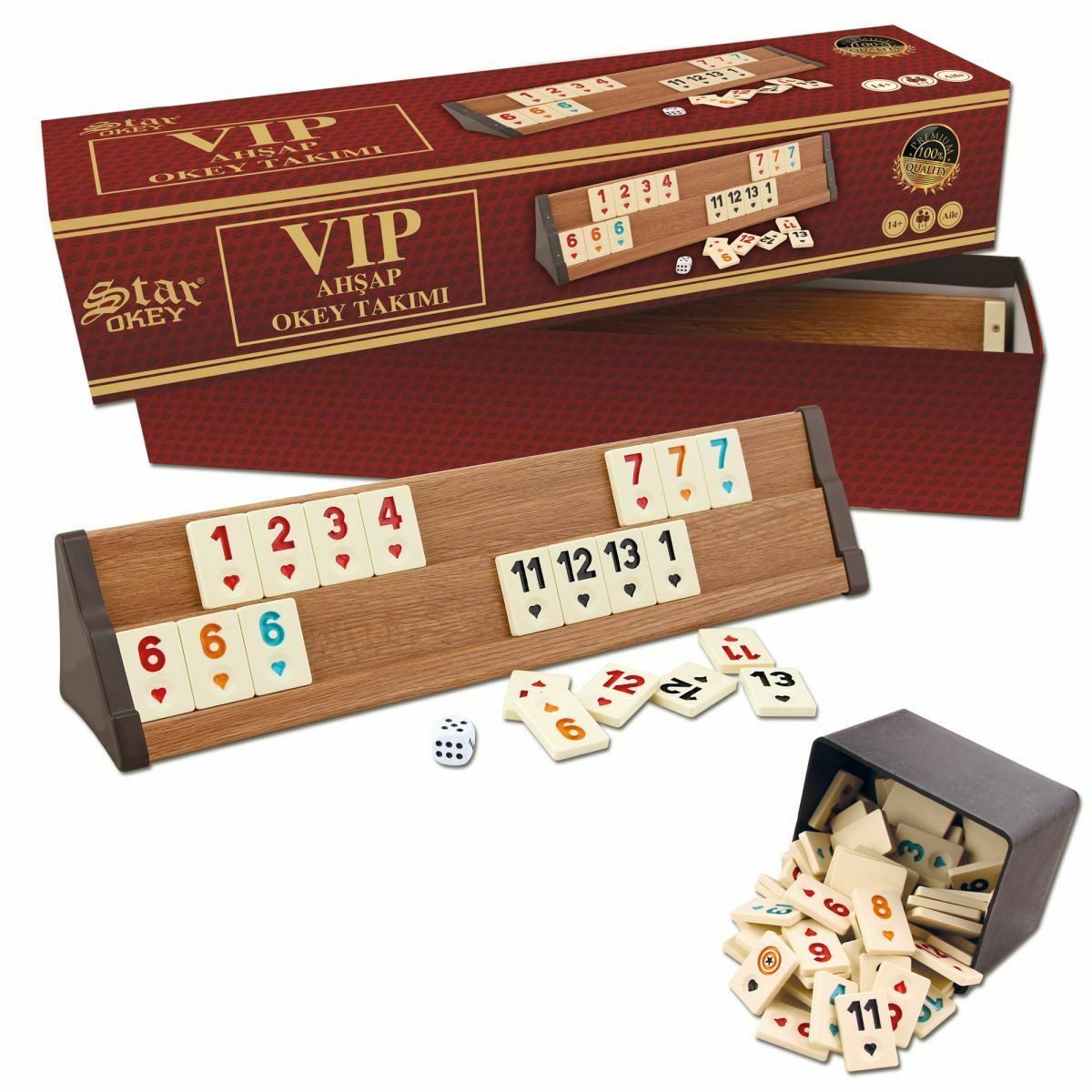 Özberk Spiel STAR-VIP-Rummy, Holz Wooden Rummy Set