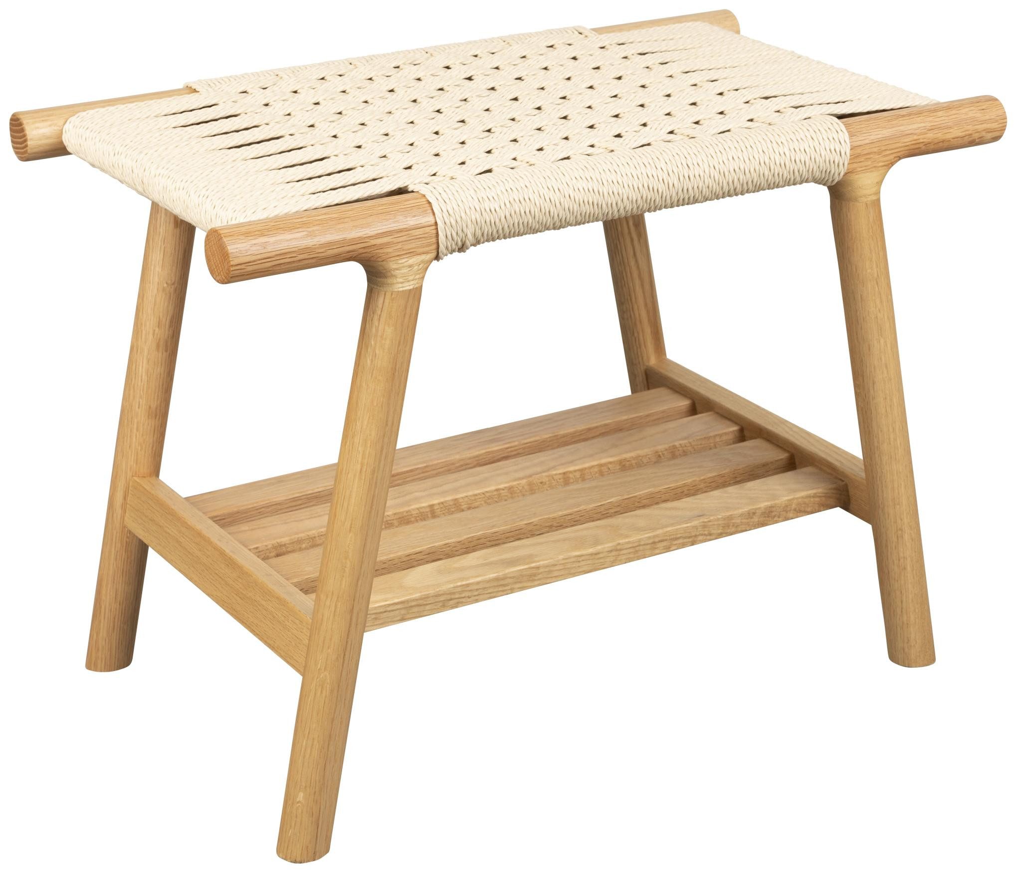 Dutchbone Schuhbank Sitzbank Табуретки Kintaro aus Eiche Japandi-Design mit Seilgeflecht