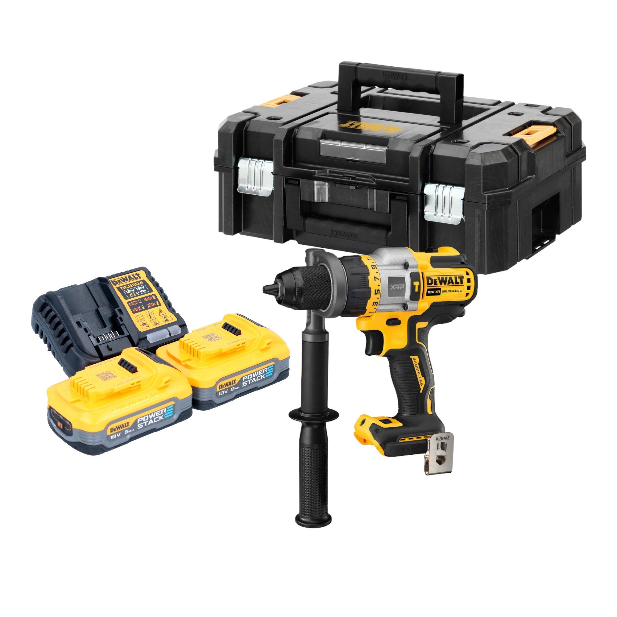 DeWalt Schlagbohrmaschine DCD 999 H2T 18 V 95 Nm + 2x Powerstack Akku 5 ...