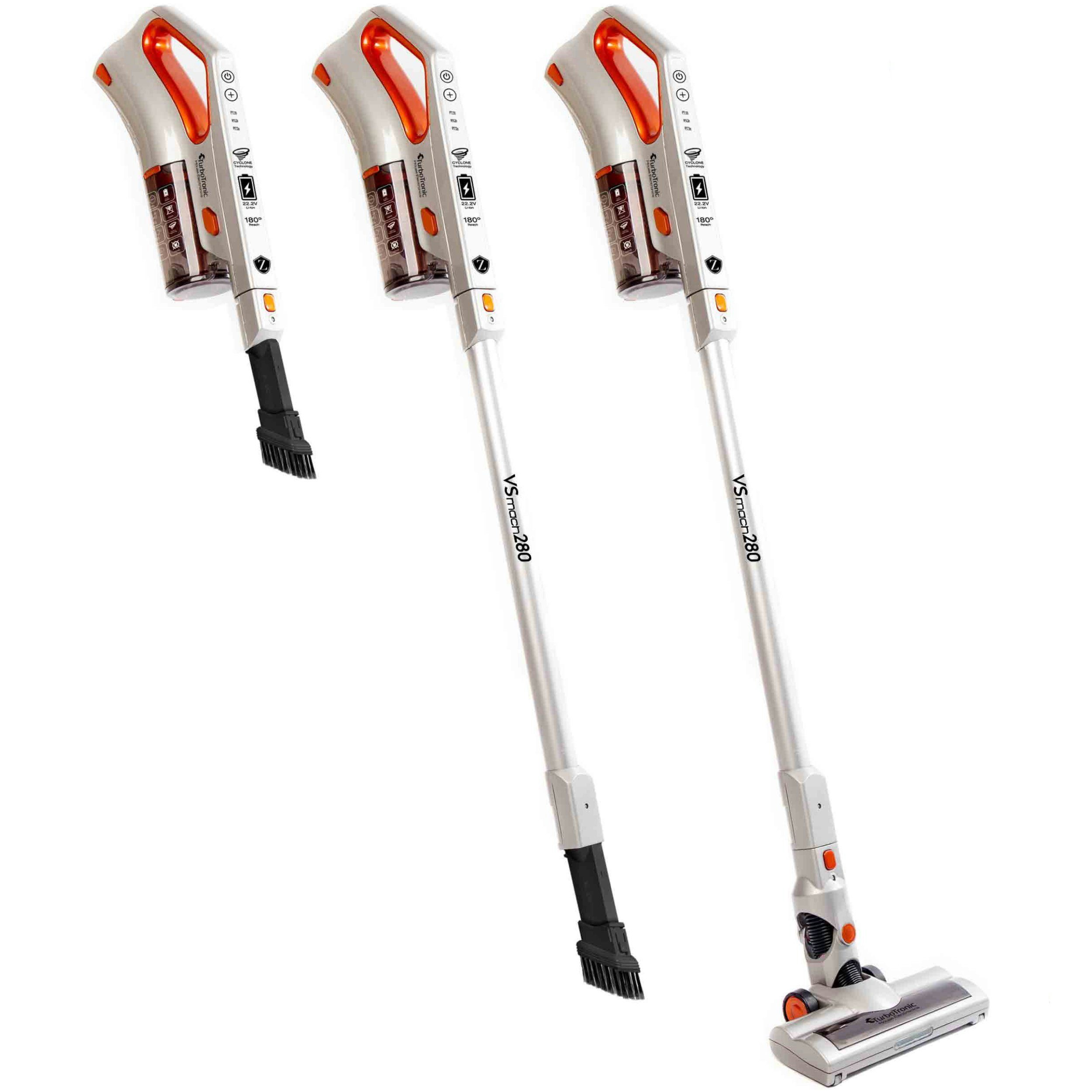 TurboTronic by Z-Line Akku-Hand-und Stielstaubsauger 22.2 V LI-ION Multi-Zyklon Akku Sauger, 180 W, beutellos, Stiel Staubsauger Bodenbürste