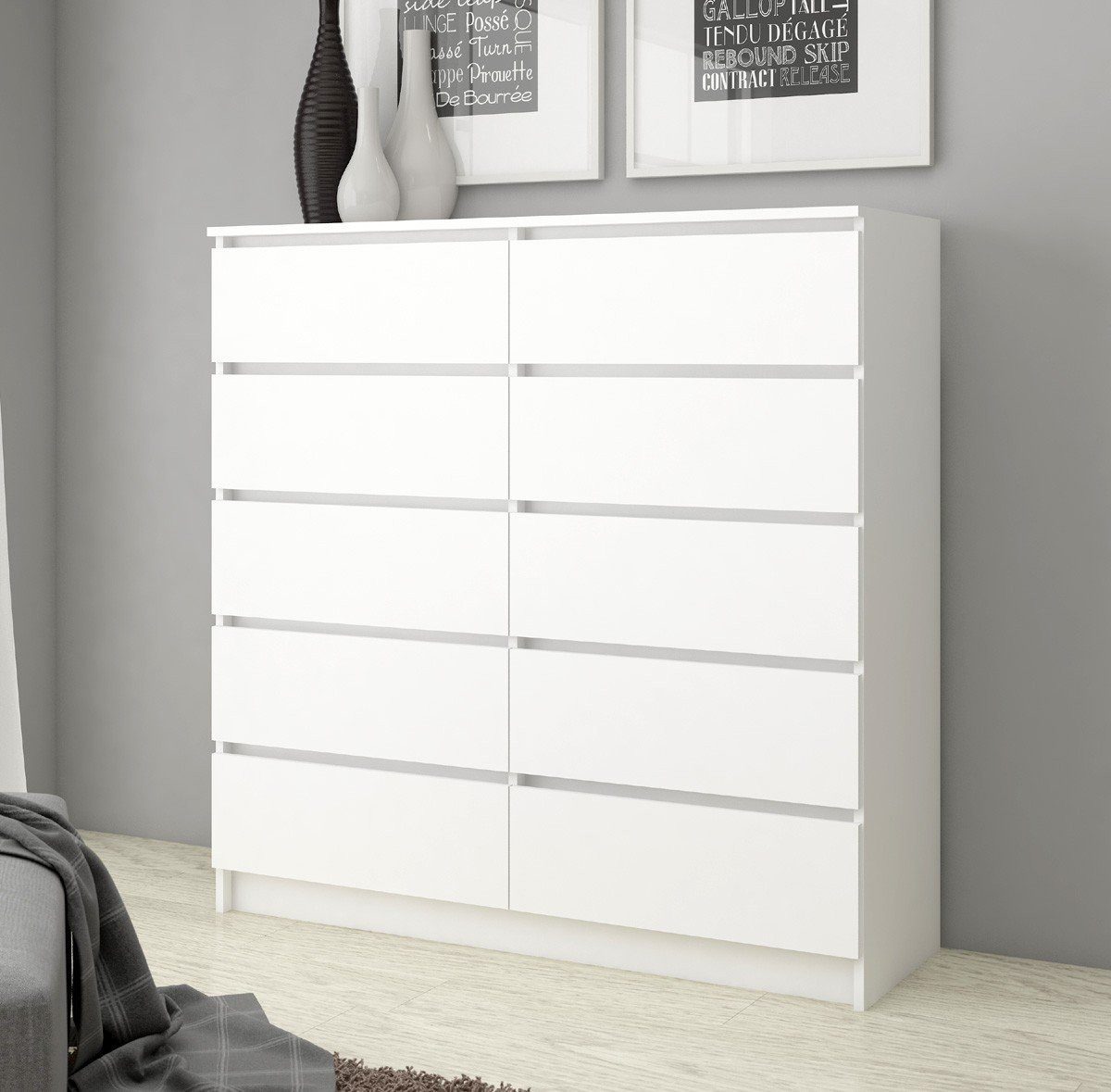 Raumhirsch Furniture Kommode mit 10 Schubladen 120 cm breit Sideboard Anrichte Wohnschrank, (viele Farbvarianten - Maße: 120 x 121 x 40 cm) - Hochwertig & stabi – Bild 2 von 5