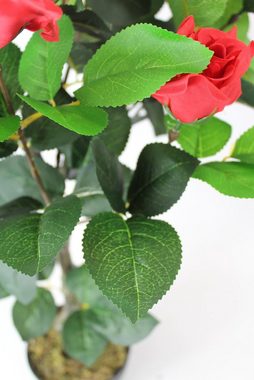 Kunstpflanze Rosenstamm künstliche Rose rot Kunstrose künstliche Pflanze Rose, Arnusa, Höhe 75 cm, fertig im Topf