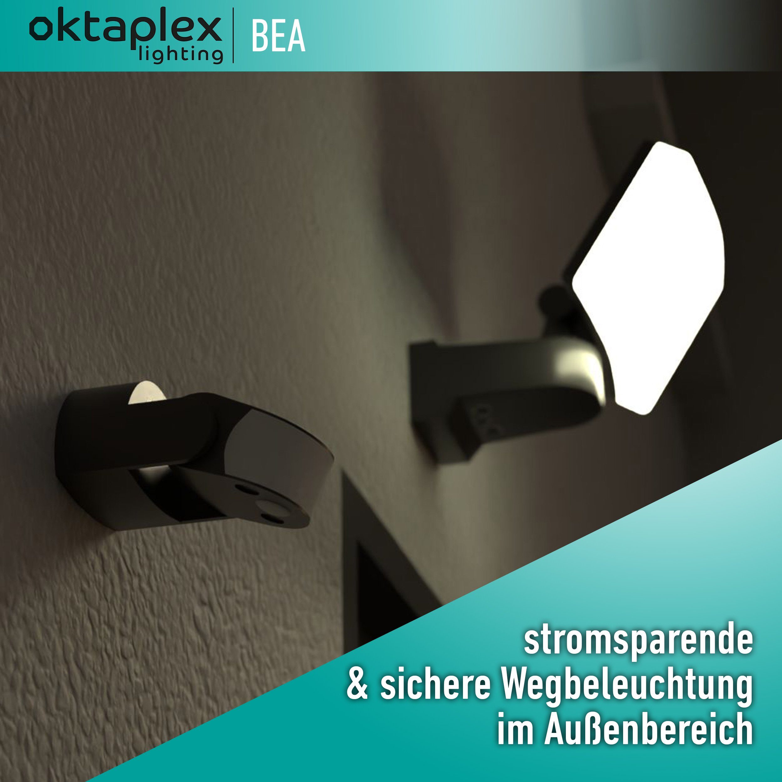 Oktaplex motion Bewegungsmelder Aussen IP65 12m Sensoren, schwenkbar Aufputz Reichweite 230V 2 Infrarotsensor anthrazit