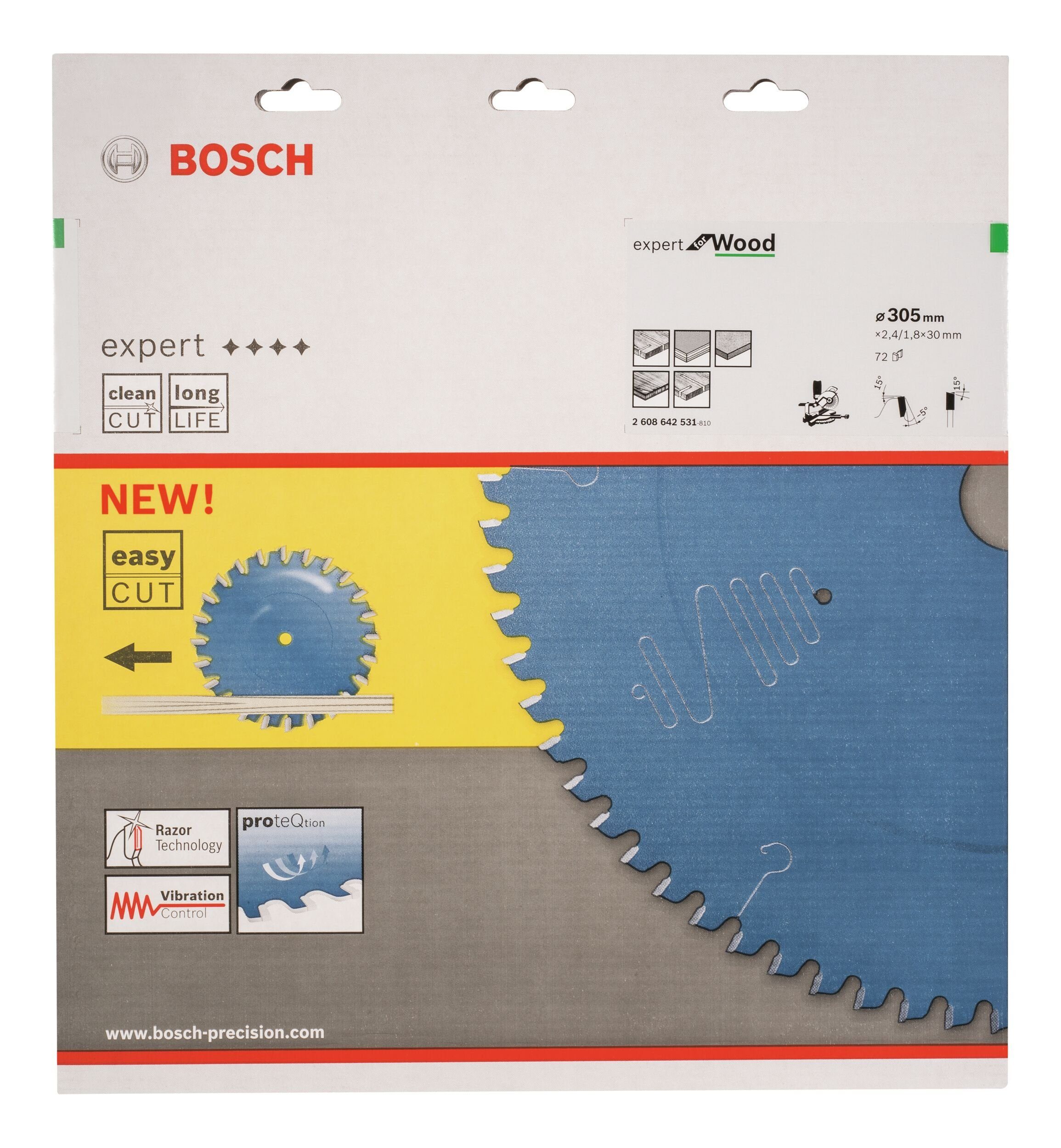 mm Kreissägeblatt - BOSCH Wood x 72Z, 30 305 2,4 x For Expert