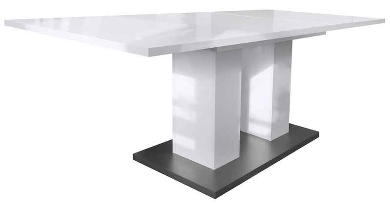 Vladon Esstisch »Nadine« (Tischplatte ausziehbar), 160-200 x 75 x 90 cm, Farbe Weiß Hochglanz