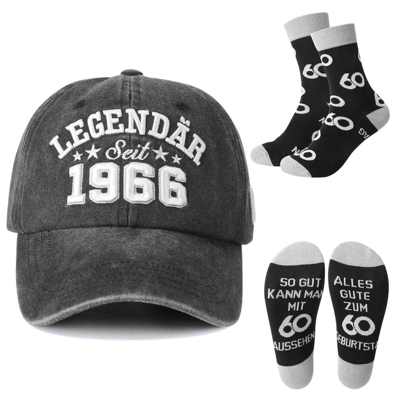 Baseball Cap Baseballkappe Set 60. Geburtstag Geschenk Herren Socken 1966