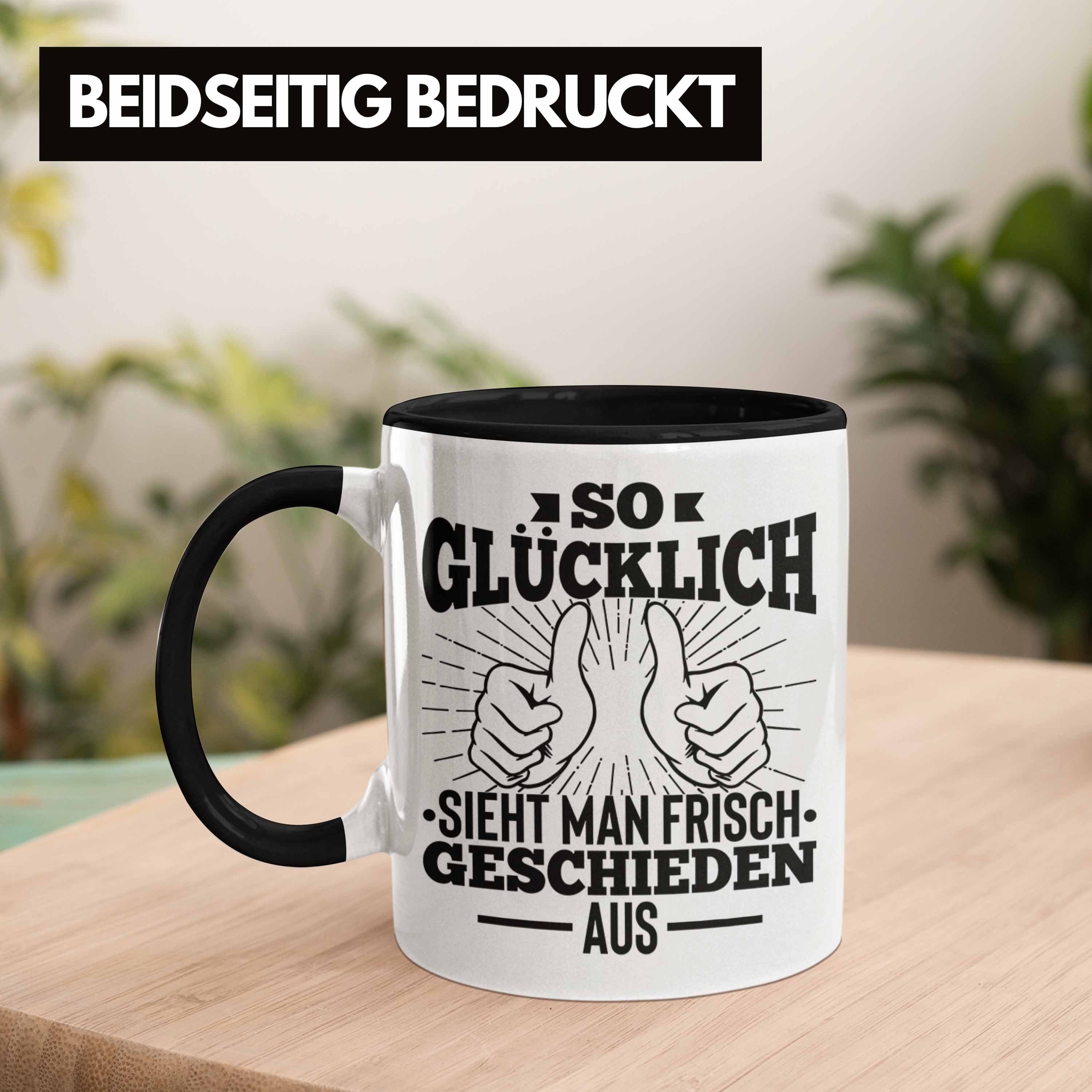 Trendation Tasse Scheidung - Schwarz Glücklich Lustig Tasse Trendation Geschenkidee Scheidung