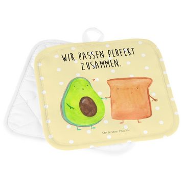 Mr. & Mrs. Panda Topflappen Avocado Toast - Gelb Pastell - Geschenk, Hochzeit, Topflappen Set, Fr, (1-tlg), Hitzebeständig