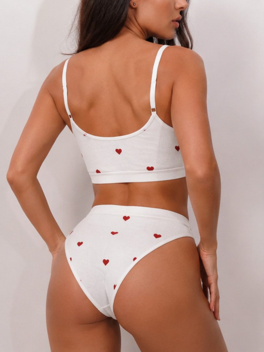 Elegant Love Set: Bustier Komfortables Dessous-Set mit Herzmuster & High-Waist-Slip (Set, 2-tlg., mit String) Sexy BH-Set ohne Bügel – Bequeme Reizwäsche im modernen Design