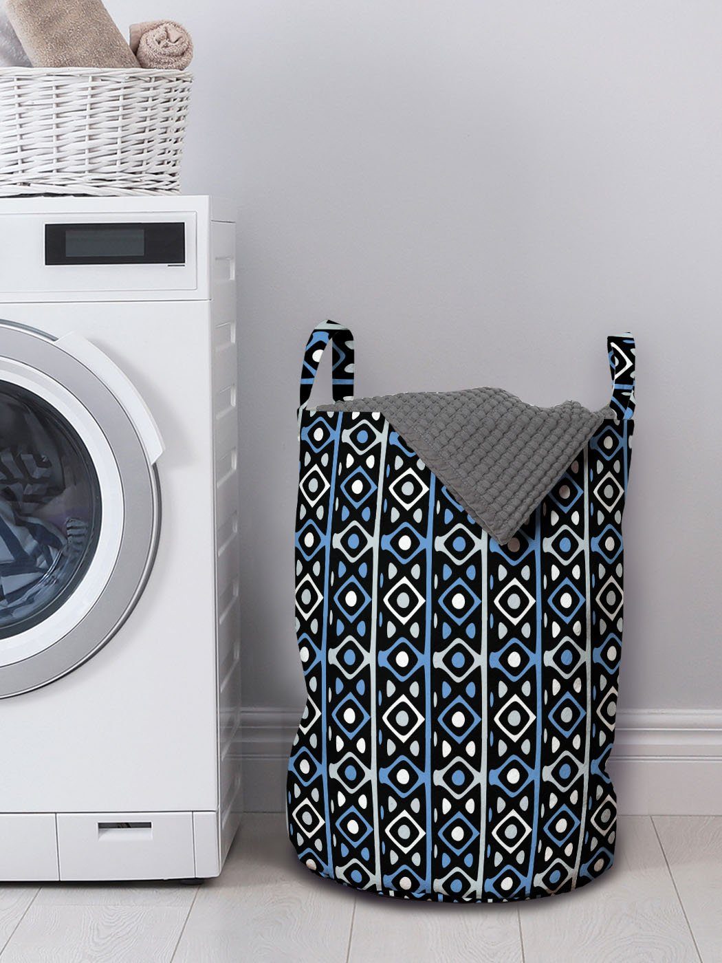 Abakuhaus Wäschesäckchen Wäschekorb mit für Geometrische Kordelzugverschluss Abstrakt Formen Griffen Repeating Waschsalons