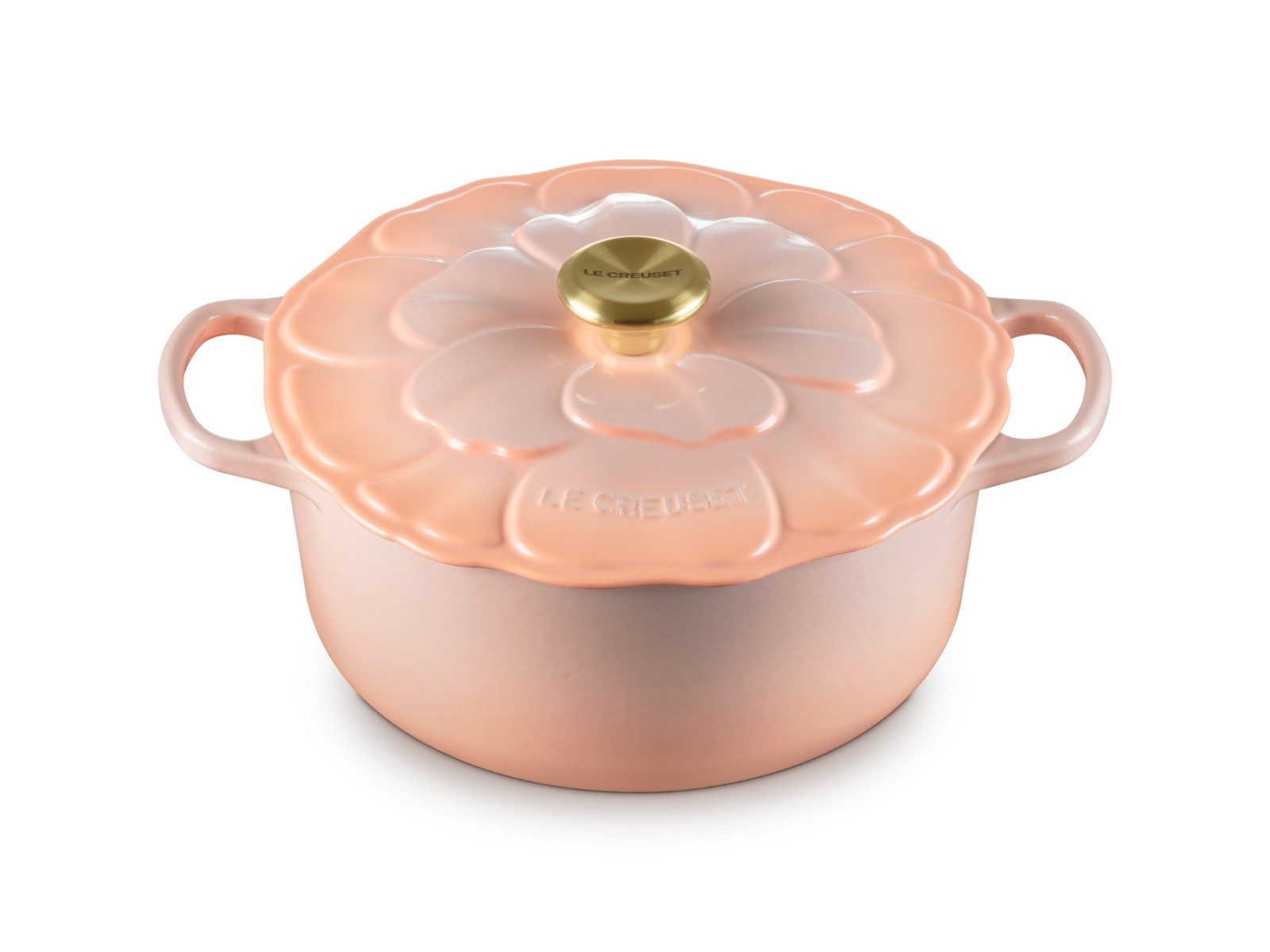 LE CREUSET Bräter Bräter Blume Signature rund pêche 26cm, Emailliertes Gusseisen