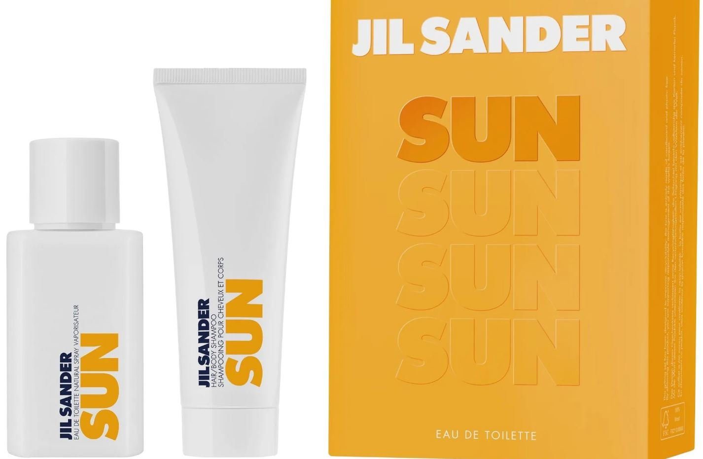 JIL SANDER Duft-Set SUN Woman 1 EDT Parfüm Spray, 1 Showergel Beauty Duschgel Duft, 2-tlg., Intensiv fruchtig blumig Parfüm Geschenk für Damen Frauen Mädchen