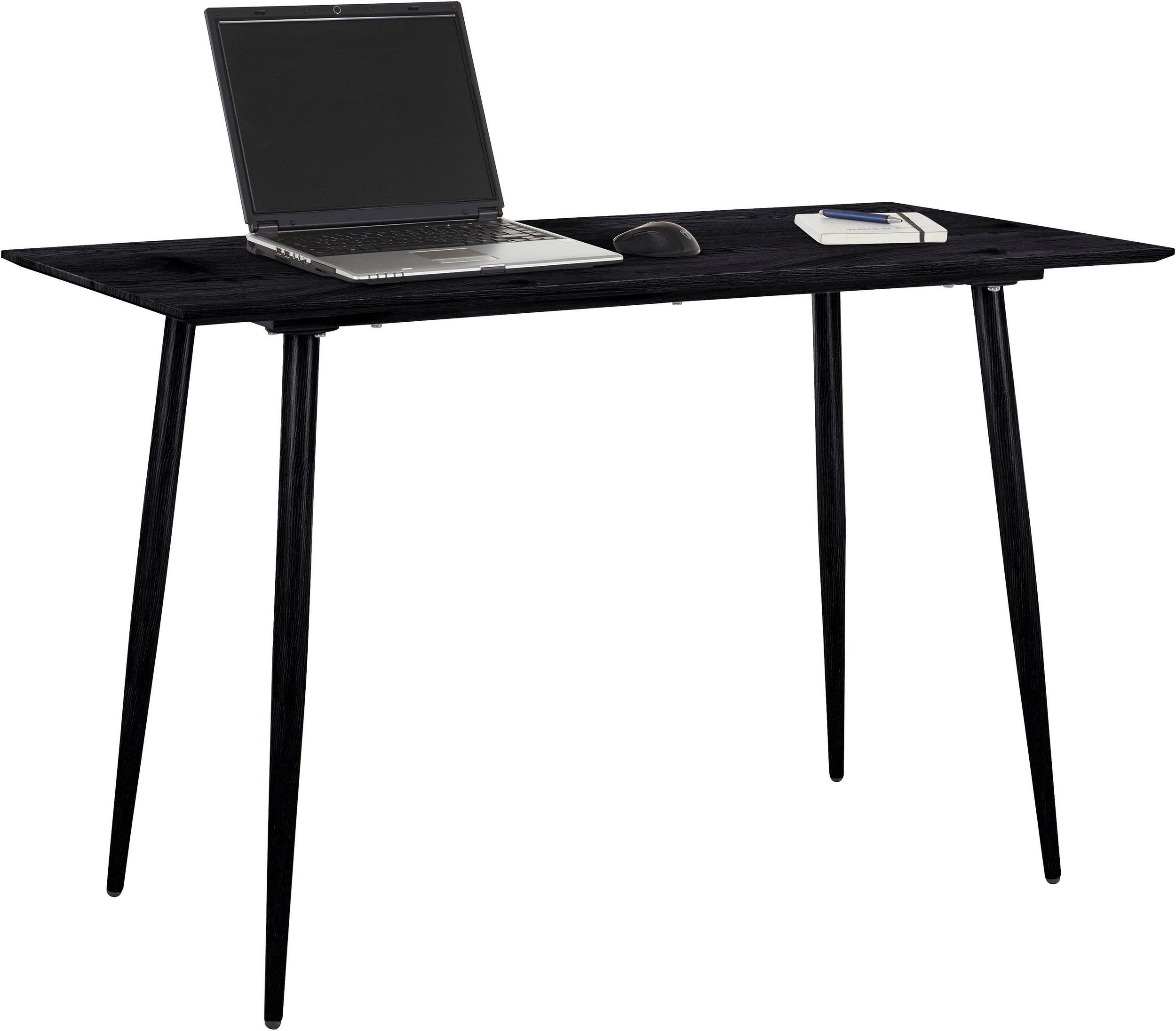 Schreibtisch Metallbeine, MDF loft24 Tischplatte 110 cm aus schwarz in Breite Marmoroptik, schwarz Matcha, |