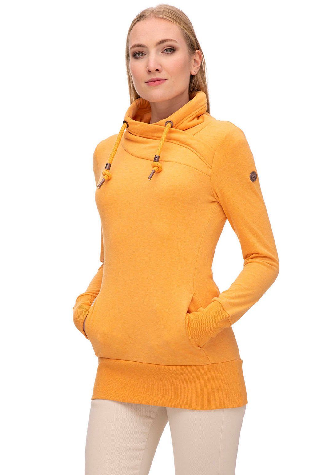 extra Rippbündchen papaya Sweat breiten Sweater NESKA mit Ragwear