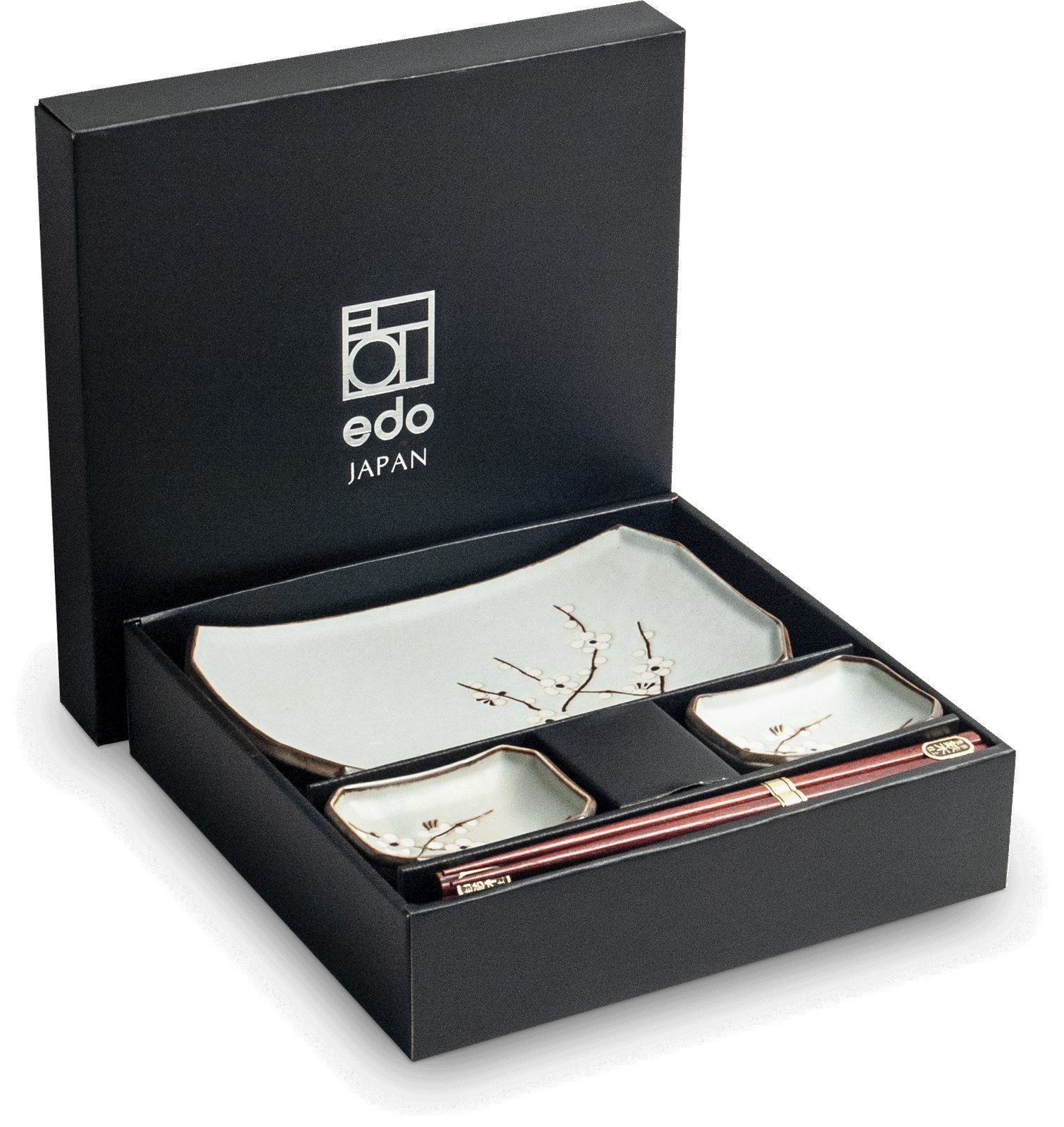 WestCraft Sushiteller SUSHI TELLER SET, Sushi Geschirr Set, Mehrteiliges Sushi-Set, (6 St), für 2 Personen Sushi-Teller, Schalen und Essstäbchen versch. Designs