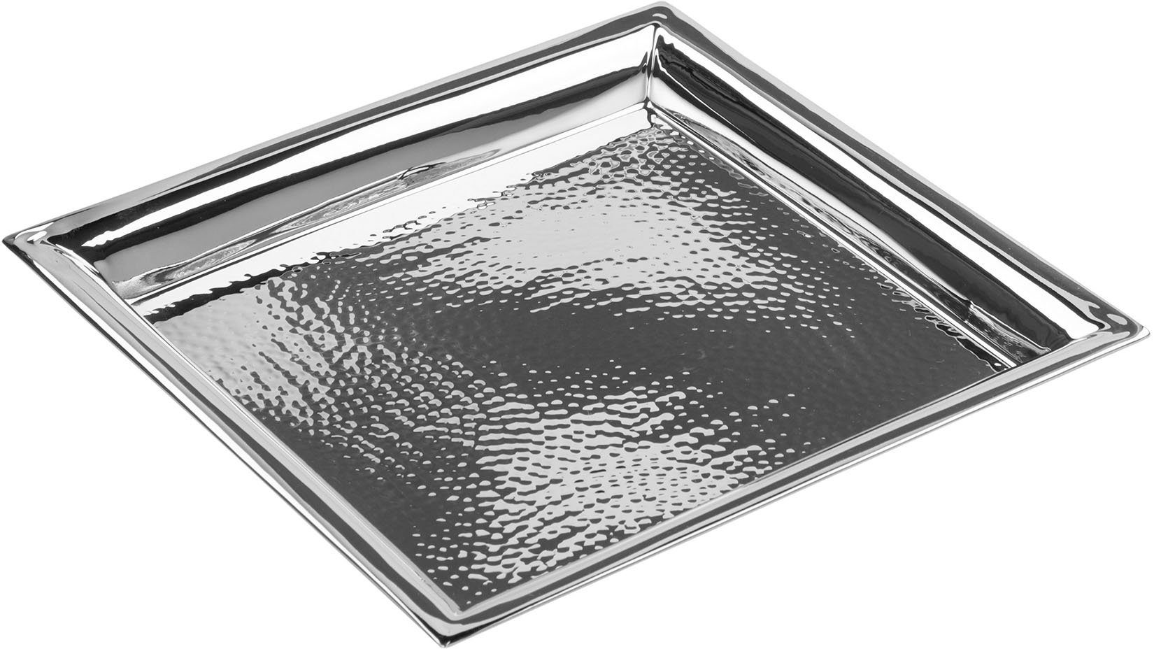 Fink Tablett NAGANO, mit feiner Hammerschlagstruktur, Edelstahl, (1-tlg), gehämmert, quadratisch, 24 cm x 24 cm