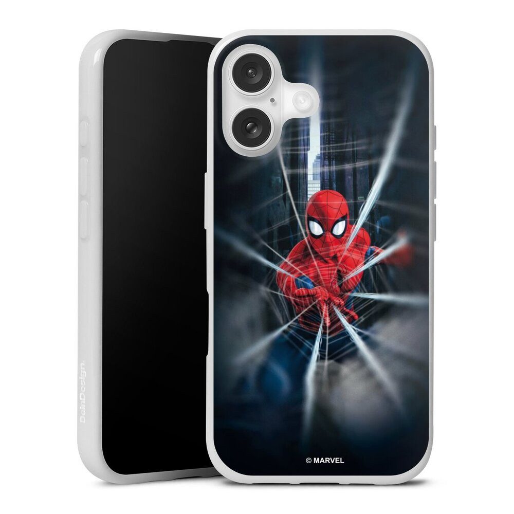 DeinDesign Handyhülle Marvel Spider-Man Kinofilm Spider-Man Webs In Action, Apple iPhone 16 Silikon Hülle Bumper Case Handy Schutzhülle