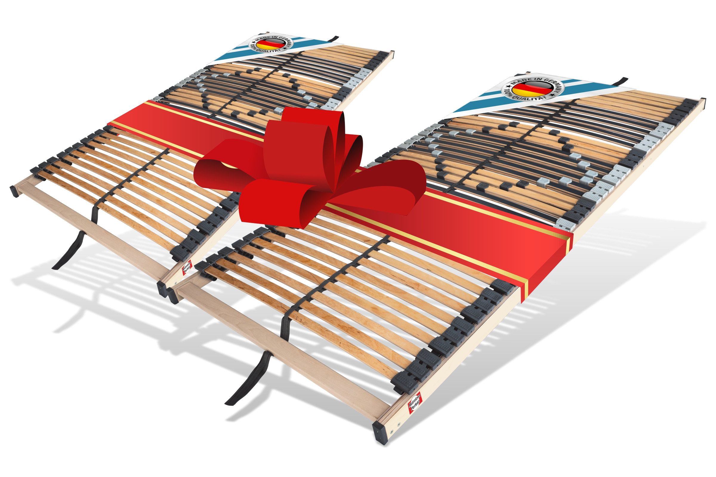 Lattenrost 42 Leisten, übergreifenden Kautschukkappen, MONTIERT 250 KG BELASTBAR, Matratzen Perfekt, Kopfteil nicht verstellbar, Fußteil nicht verstellbar, verstellbarer Lattenrost mit holmübergreifenden Leisten sehr stabil