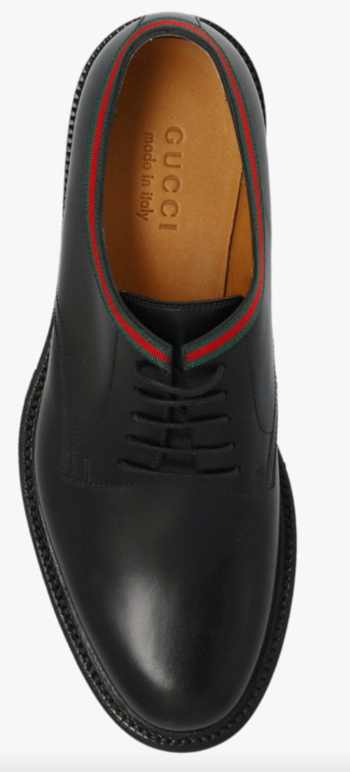 GUCCI Schuhe Derbyschuhe Beyond GRG Trim Web Derby 39 Schnürschuh Ripsbanddetail im legendären Gucci Web-Design