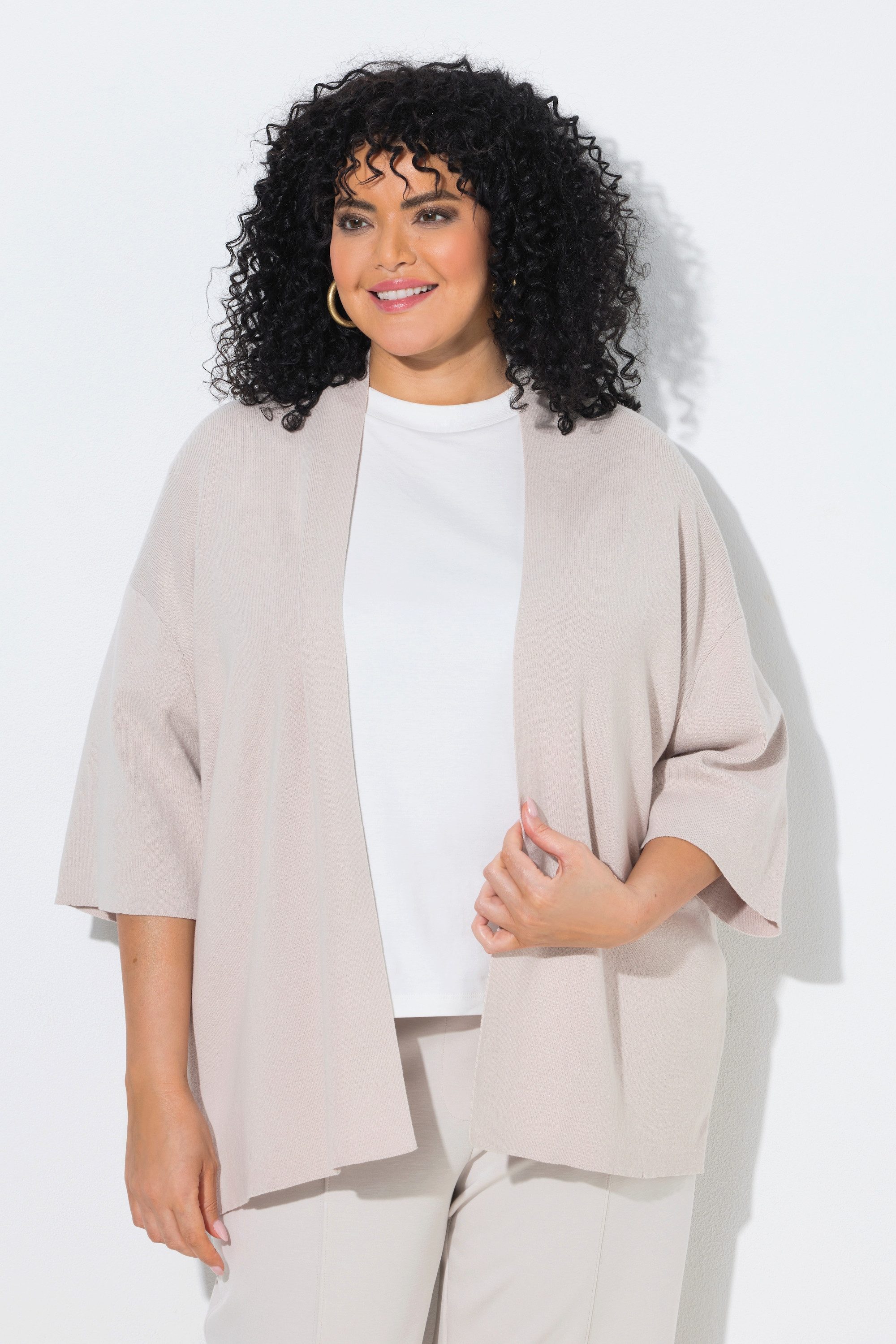 Strickjacke Strickjacke oversized offene Form Schalkragen