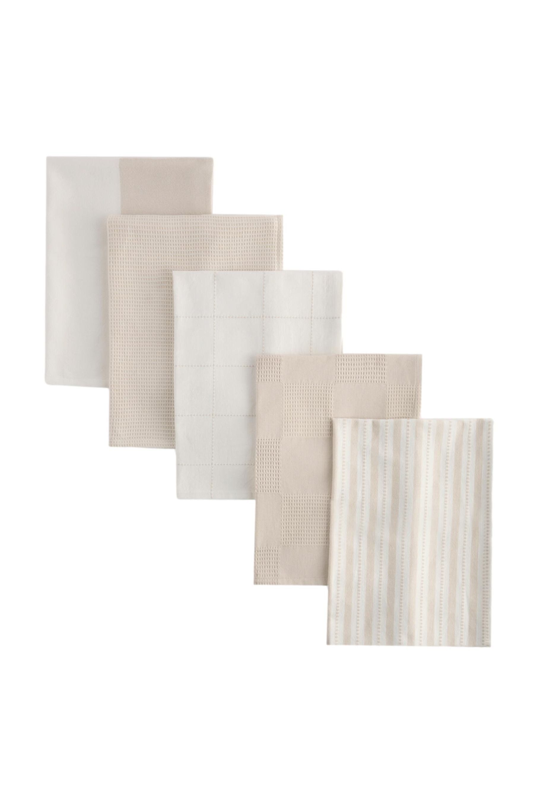 Next Geschirrtuch Geschirrtücher mit Webmuster, 5er-Set, (5-tlg)